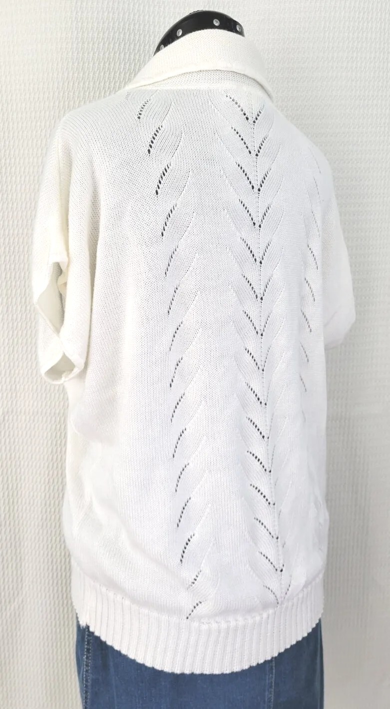 Vtg Wentworth Gallery Creamy White Drop Sleeve Collared Sweater Sz XXL? 48″Bust