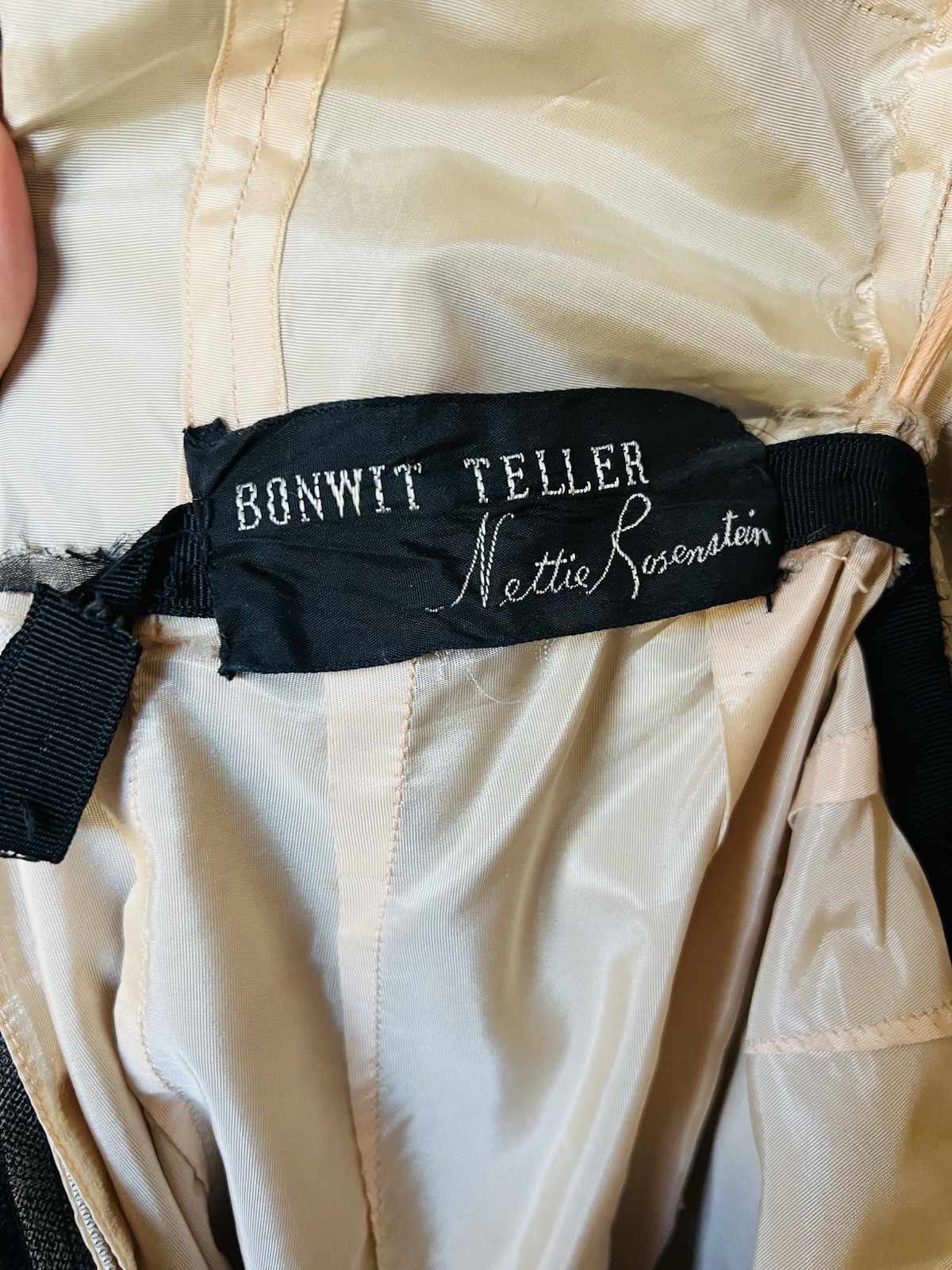 Vintage Nettie Rosenstein Bonwit Teller 1950s Nude Illusion Black Tulle Dress