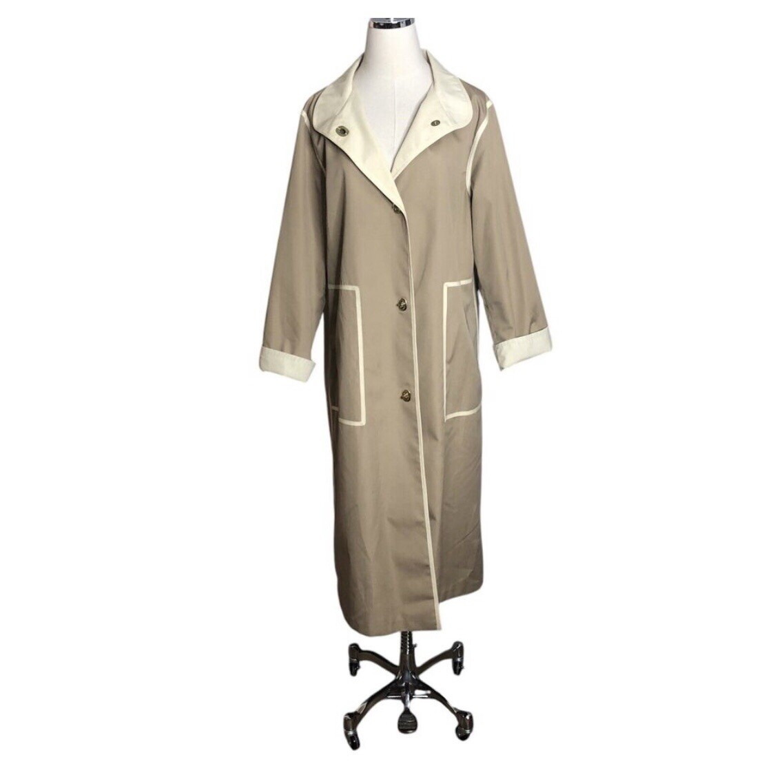 Vtg Bonnie Cashin Raincoat Size Small Beige Turnlock Weather Wear Russel Taylor