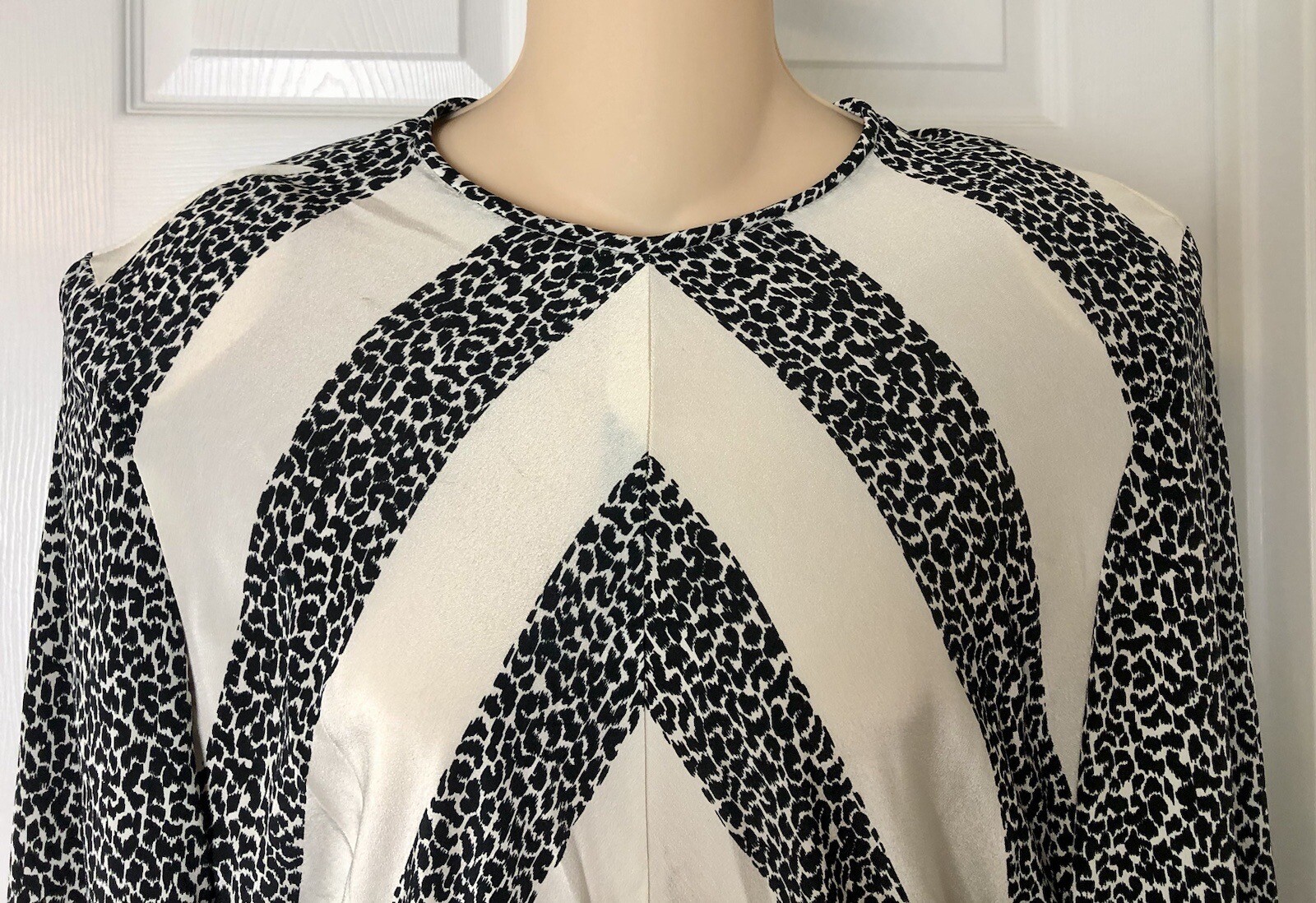 Vintage Anthony Sicari Top Womens 12 Animal Print Elastic Hem Shoulder Pads