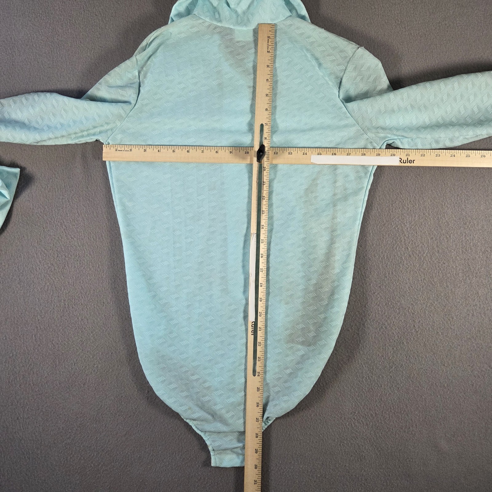 Vintage Aldens Fashions Top Womens Medium Blue Romper Pleated Long Sleeve