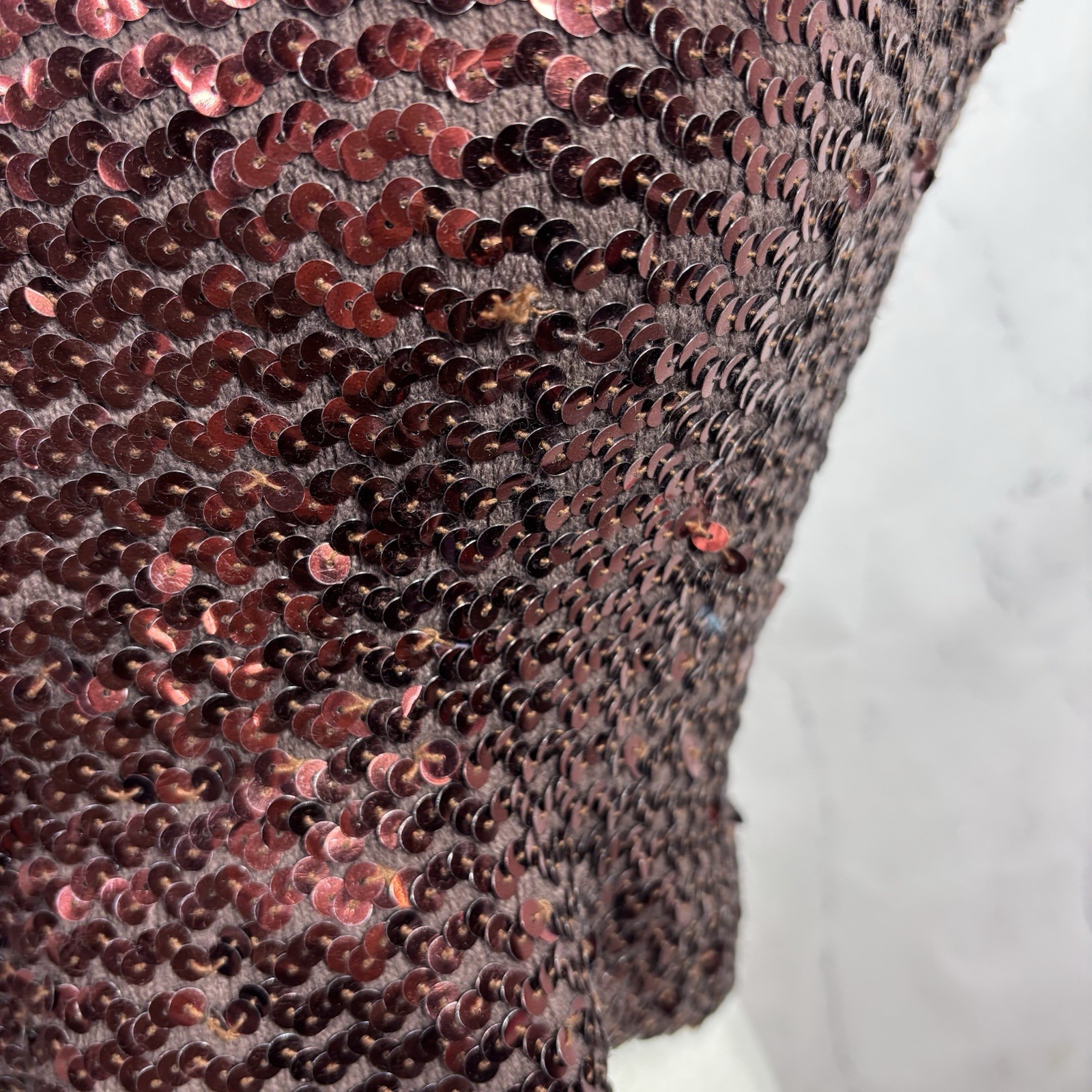 Vintage 1980s 90s Copper Brown Disco Sequin Tube Top Crop Top sz S USA Retro