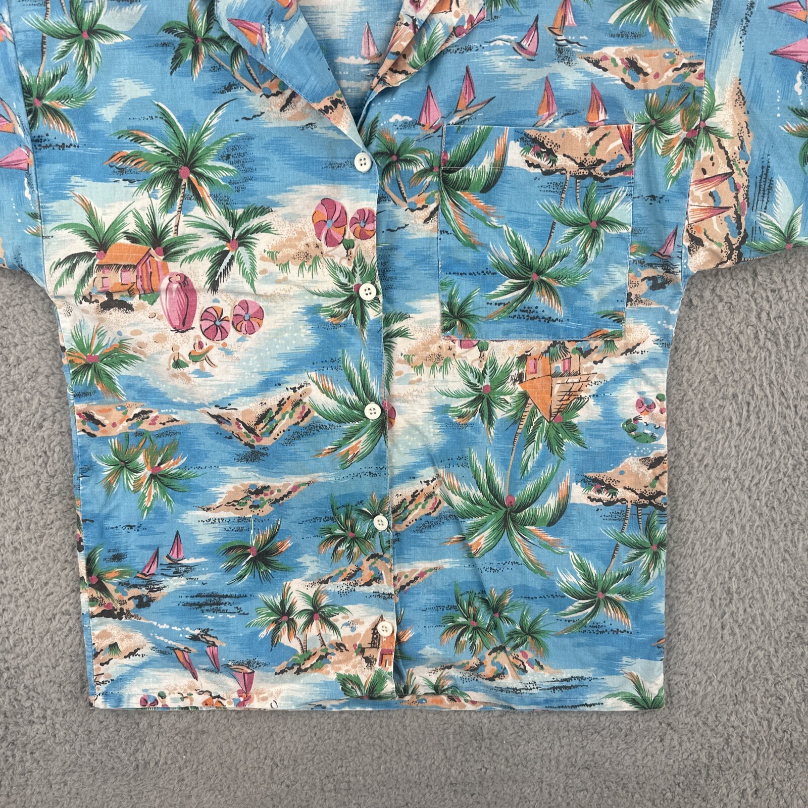 Vintage Palmetto’s 90s Women’s Size S Hawaiian Beach Camp Button Up Shirt EUC