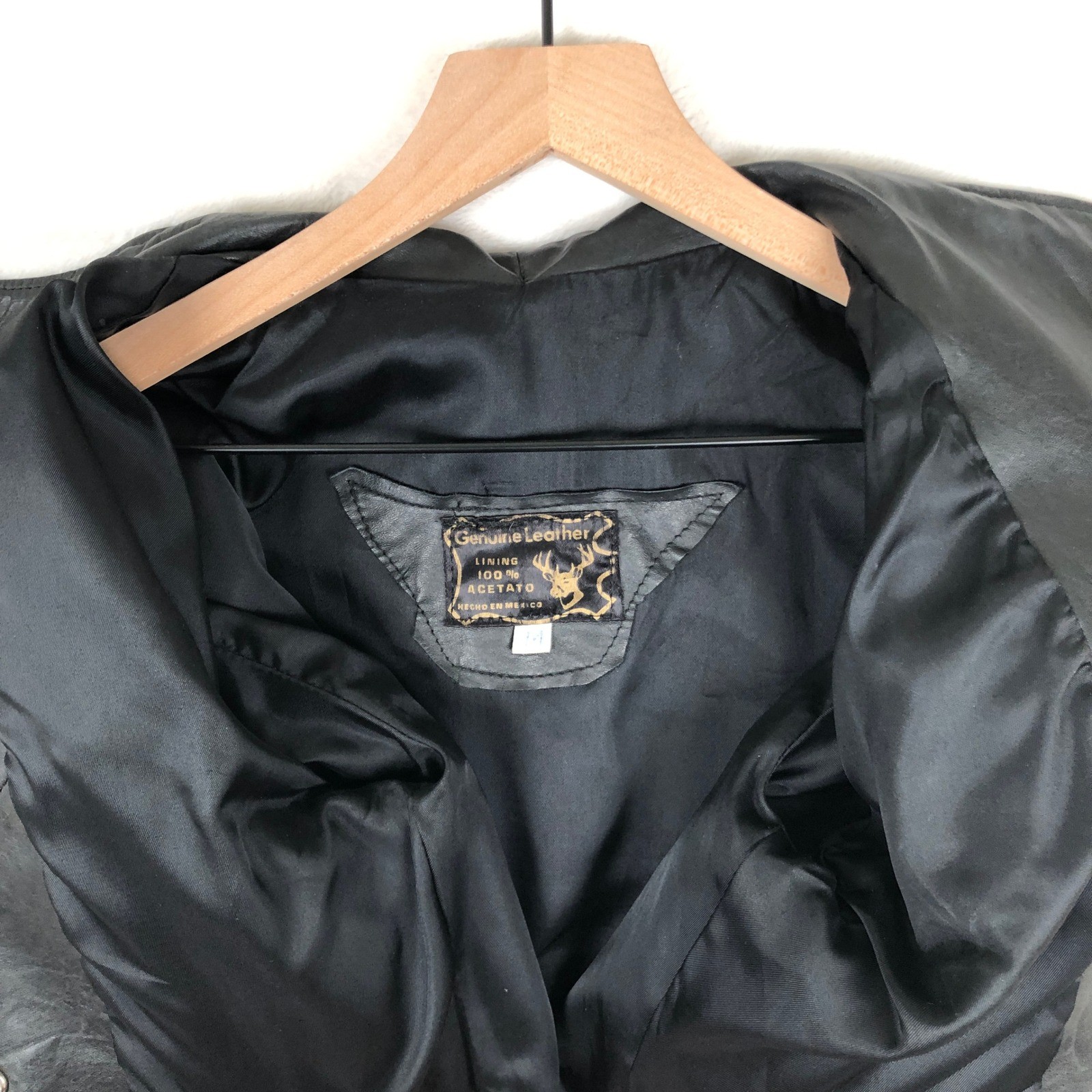 VTG Genuine Leather Western Fringe Cropped Snap Jacket Women’s Sz M Black Mexico