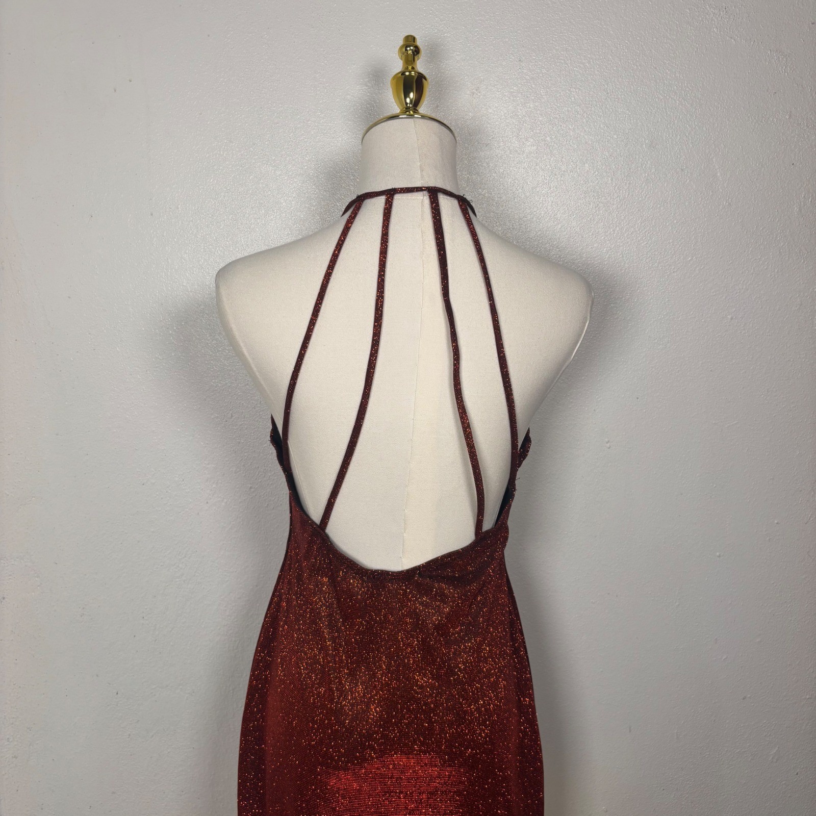 VTG Y2K charlotte russe red sparkle glitter mini dress 00s coquette party club