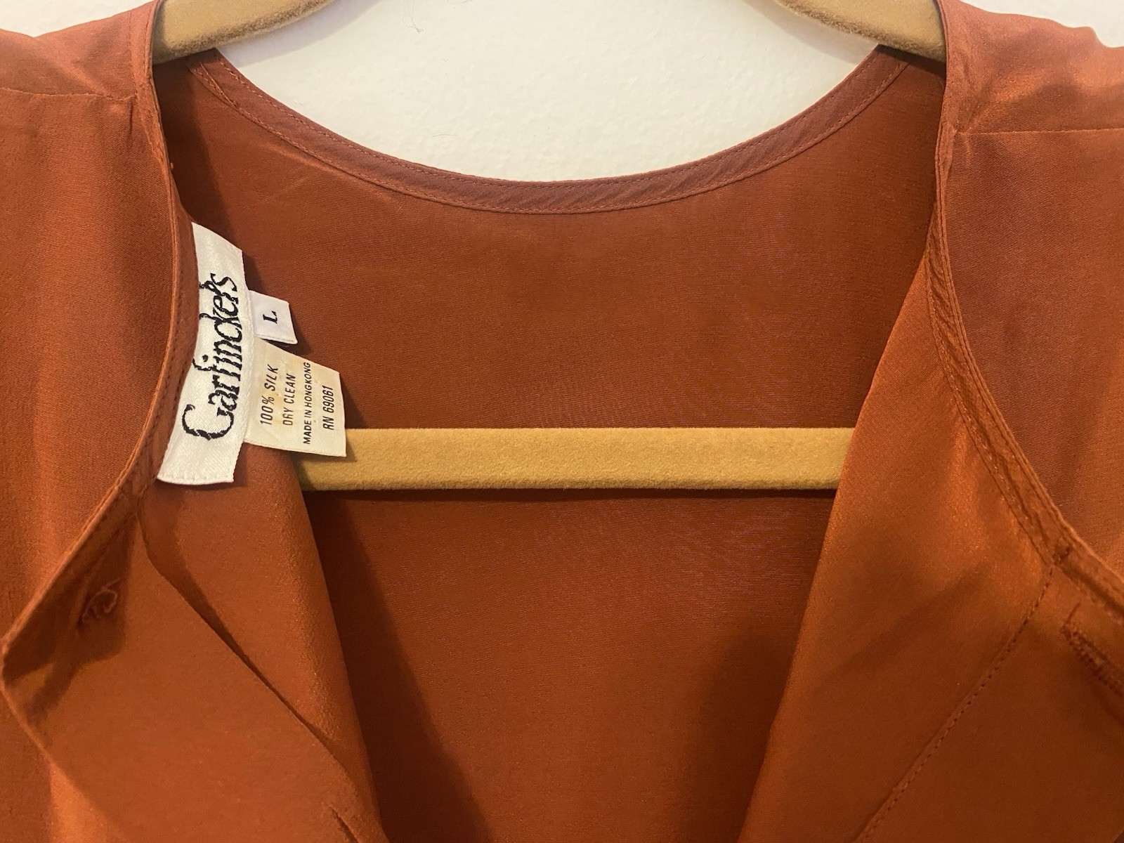 Garfinckel’s Vintage Silk Rust 2 Piece Co-ord Set_Pleated Skirt/Top, Size L