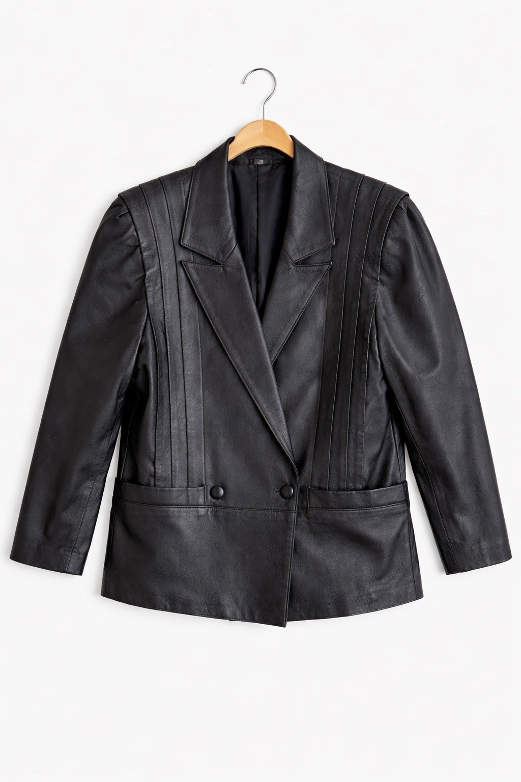Vintage 90s Genuine Leather Blazer | German EU 42 (10-12 ) Power Shoulder Jacket