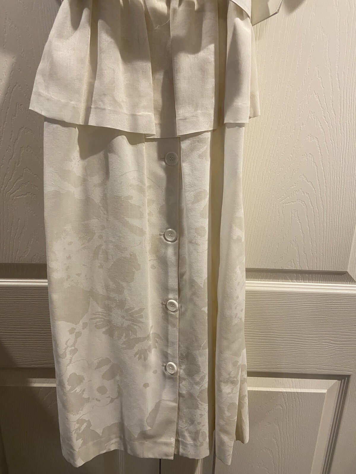 Vintage Kay Brandon Dress 9/10 White Floral Belted With Pockets