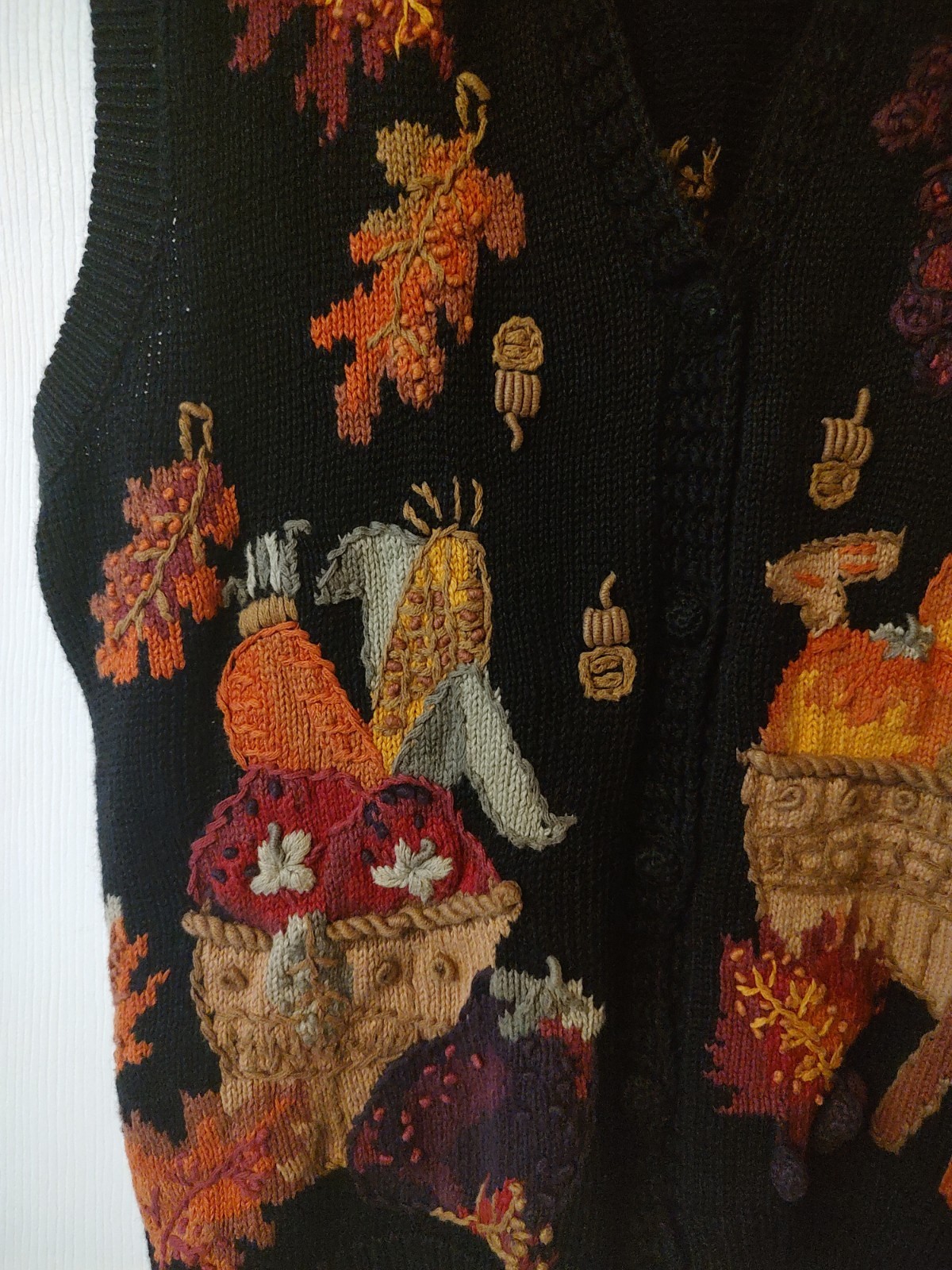 Vintage 90s Lauren Hansen Collection Autumn Harvest Fall Halloween Vest Large