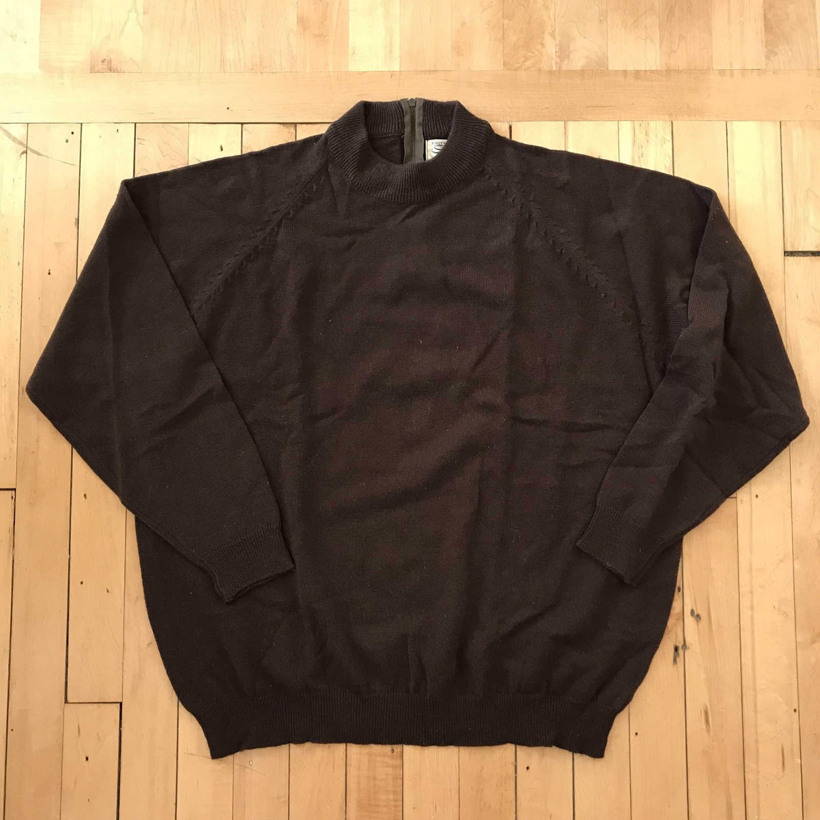 Vintage Society Women’s Zip Back Crew Neck Pullover Sweater Acrylic Brown