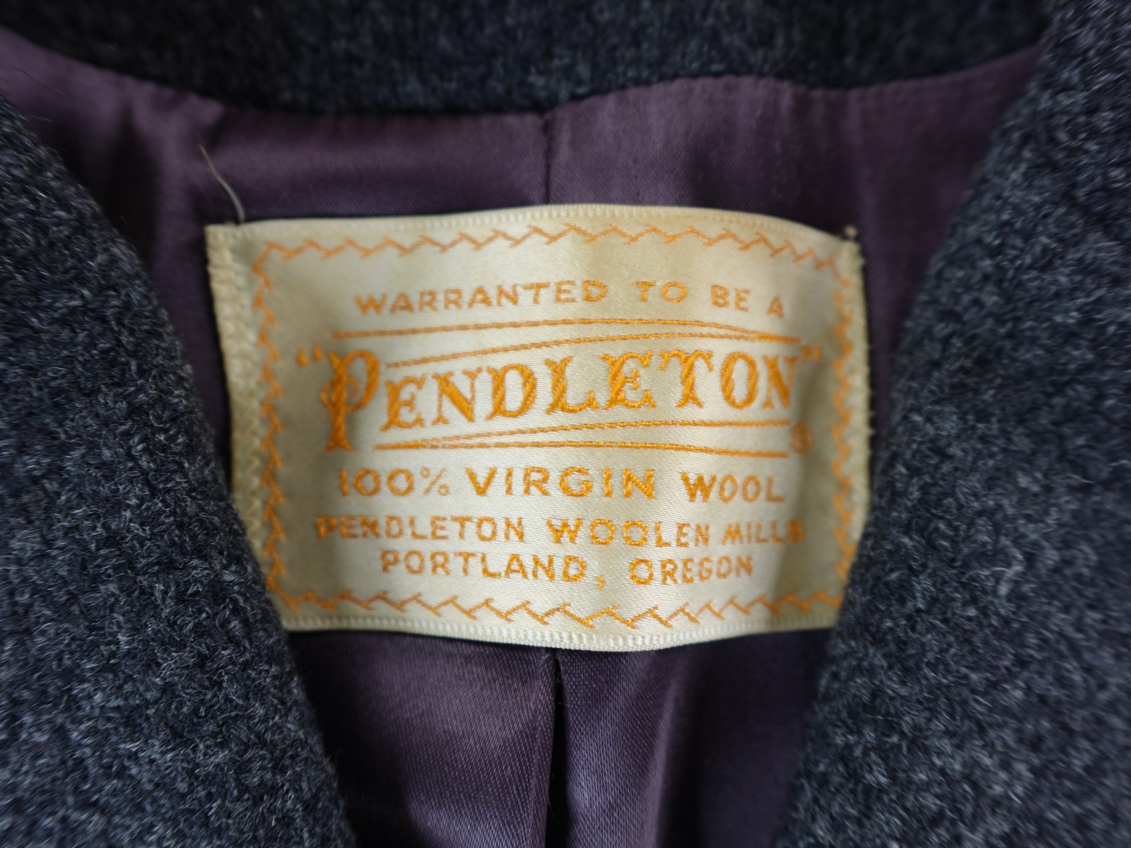 Vintage 1950s Pendleton 100% Virgin Wool Charcoal Gray Town Coat Women’s Sz M