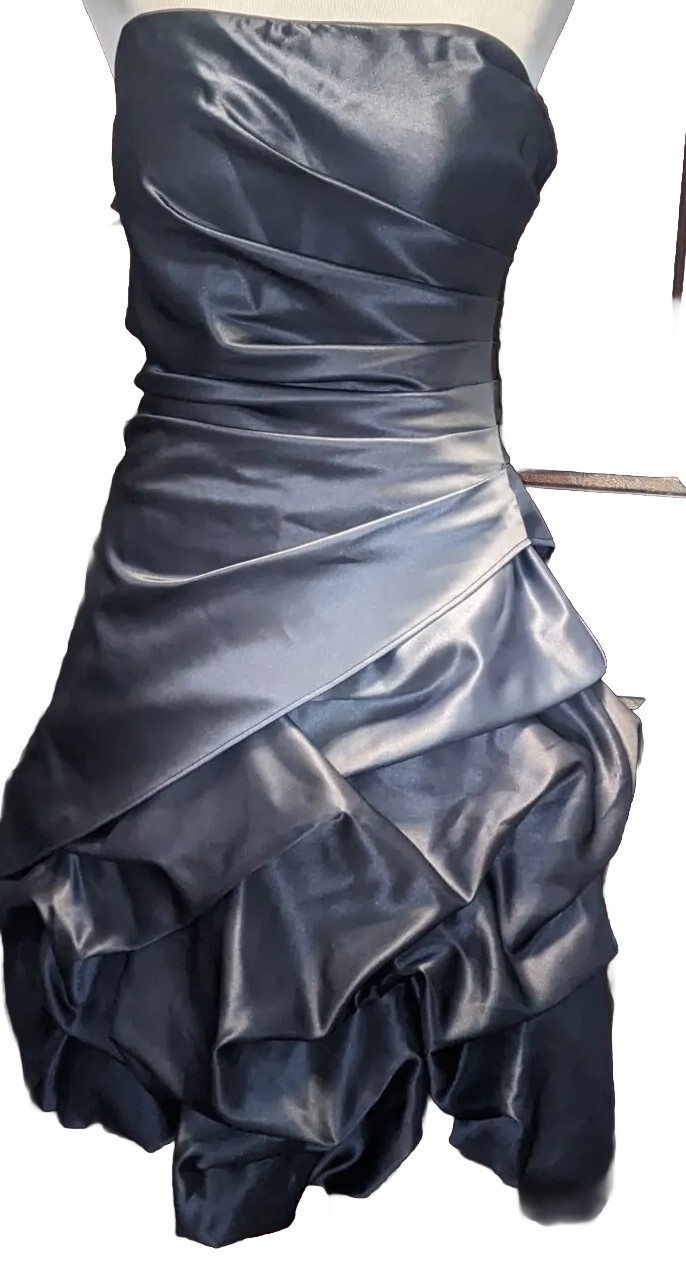 Vintage Onyx Nite Party Prom Formal HOCO Bubble Strapless Dress Black Ombre Sz 6