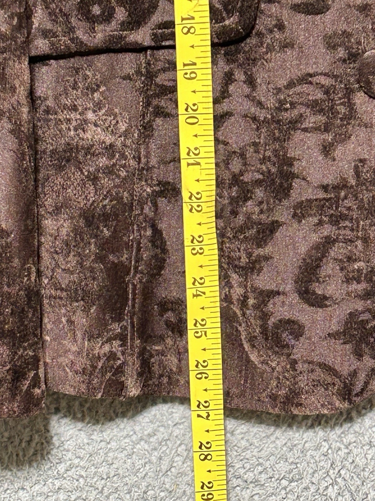 Georgiou Studio Crushed Velvet Paisley Jacket Espresso Brown Y2K Goth Glam Sz 8