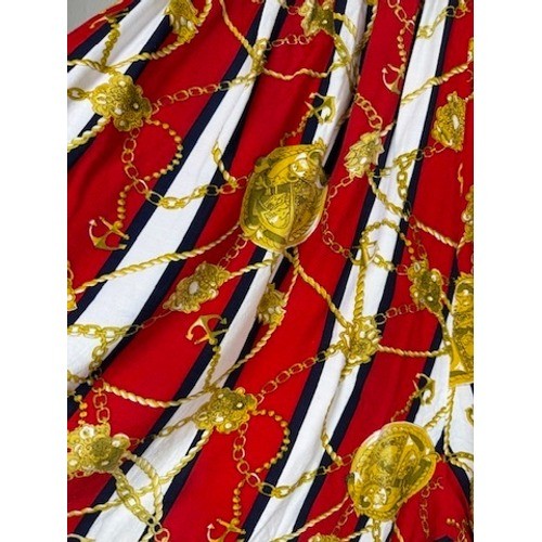 Venezia Vintage Red Nautical Chain Print Shorts Womens 18 High Waist Rayon Pleat