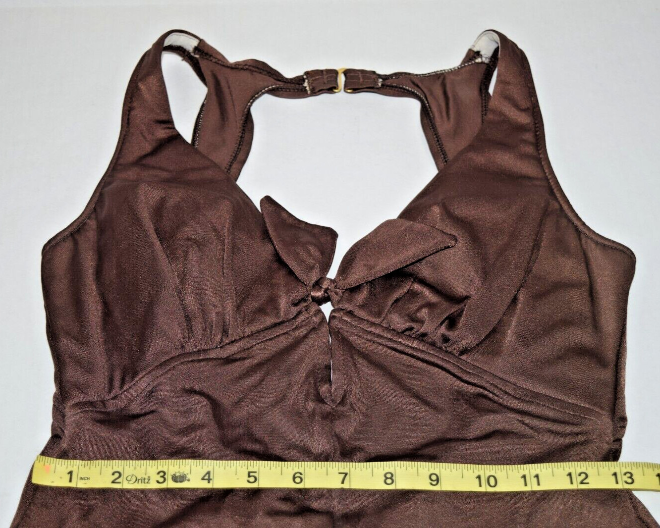 Swimsuit VTG 50s 60s Cole of California Silky Chocolate Brown Back Clasp Sz S/M