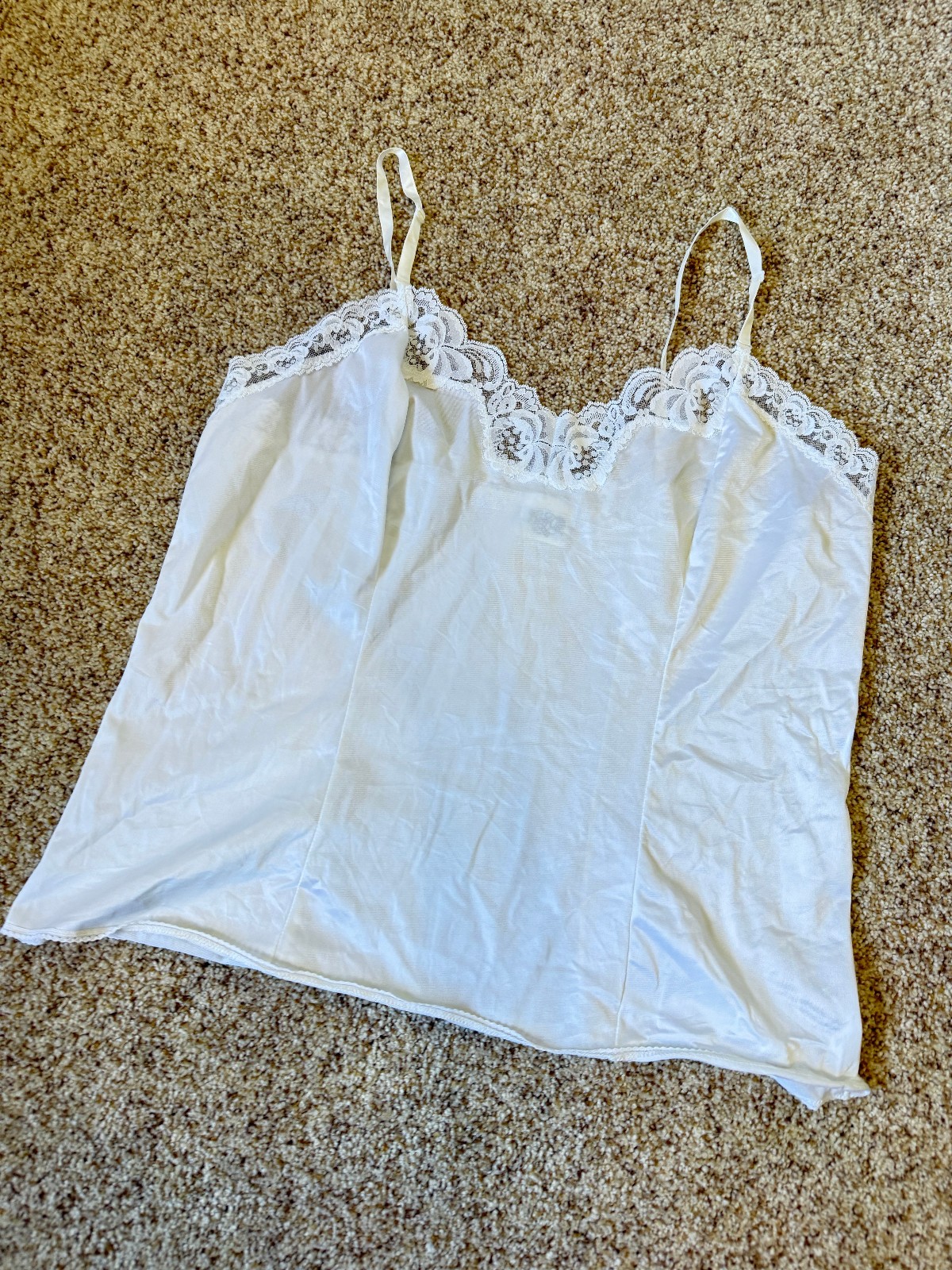 Vintage Body Chic White Fairy Coquette Lace Cami Tank Top Lingerie Size X Cute