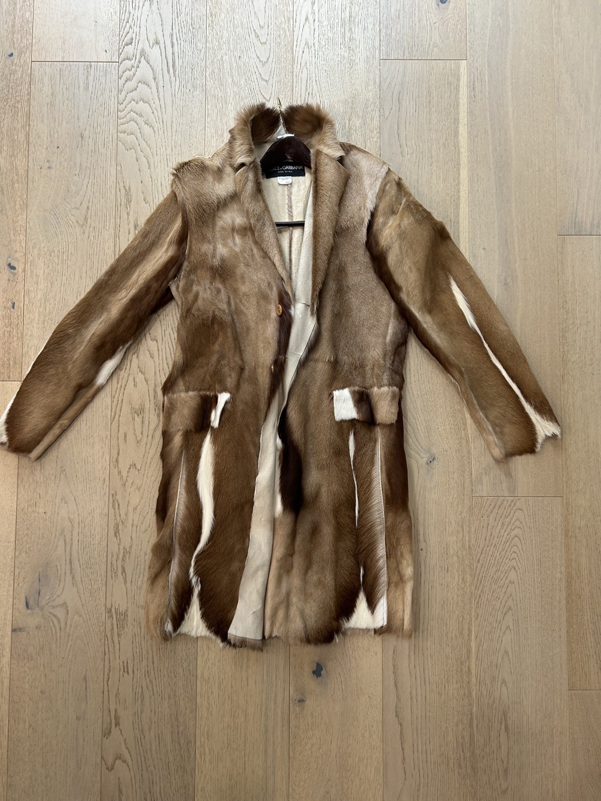 Rare Dolce & Gabbana Archive Springbok Antelope Fur Coat IT 52 Made in Italy