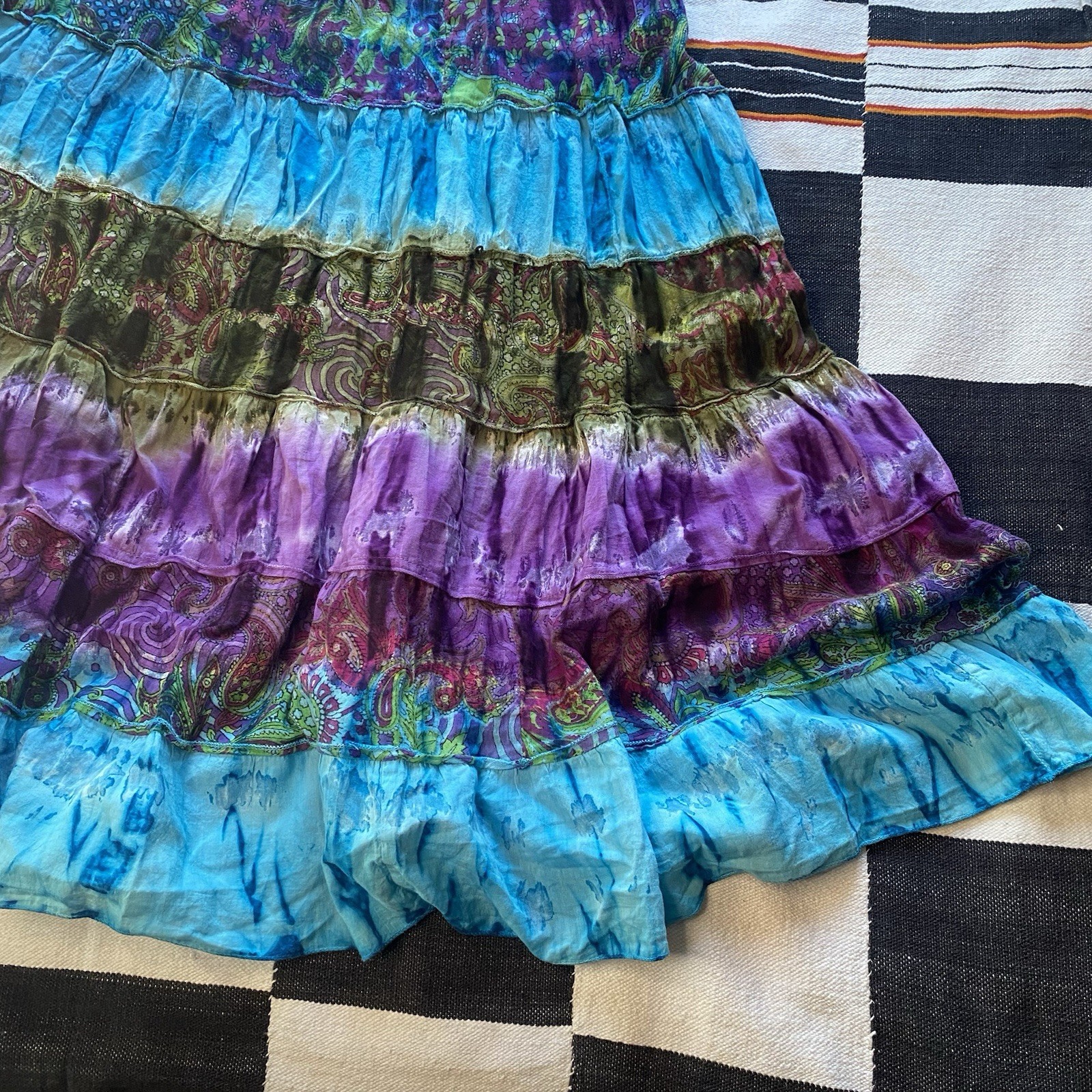 90’s/Y2K Sol Clothing Hippie Boho Tie Dye Cotton Summer Dress. Medium. Festival