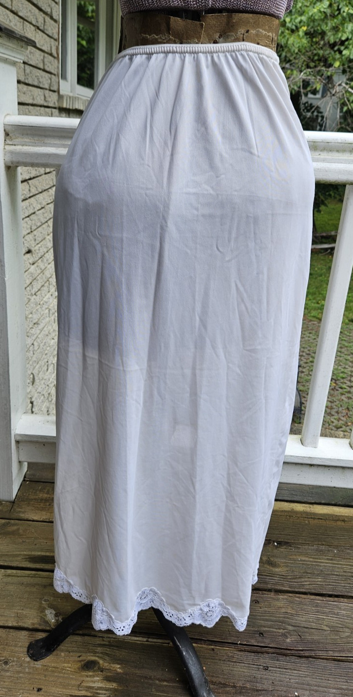 Vintage Greenco Maid Long Full-Length Half Slip Nylon-Tricot Ivory Large