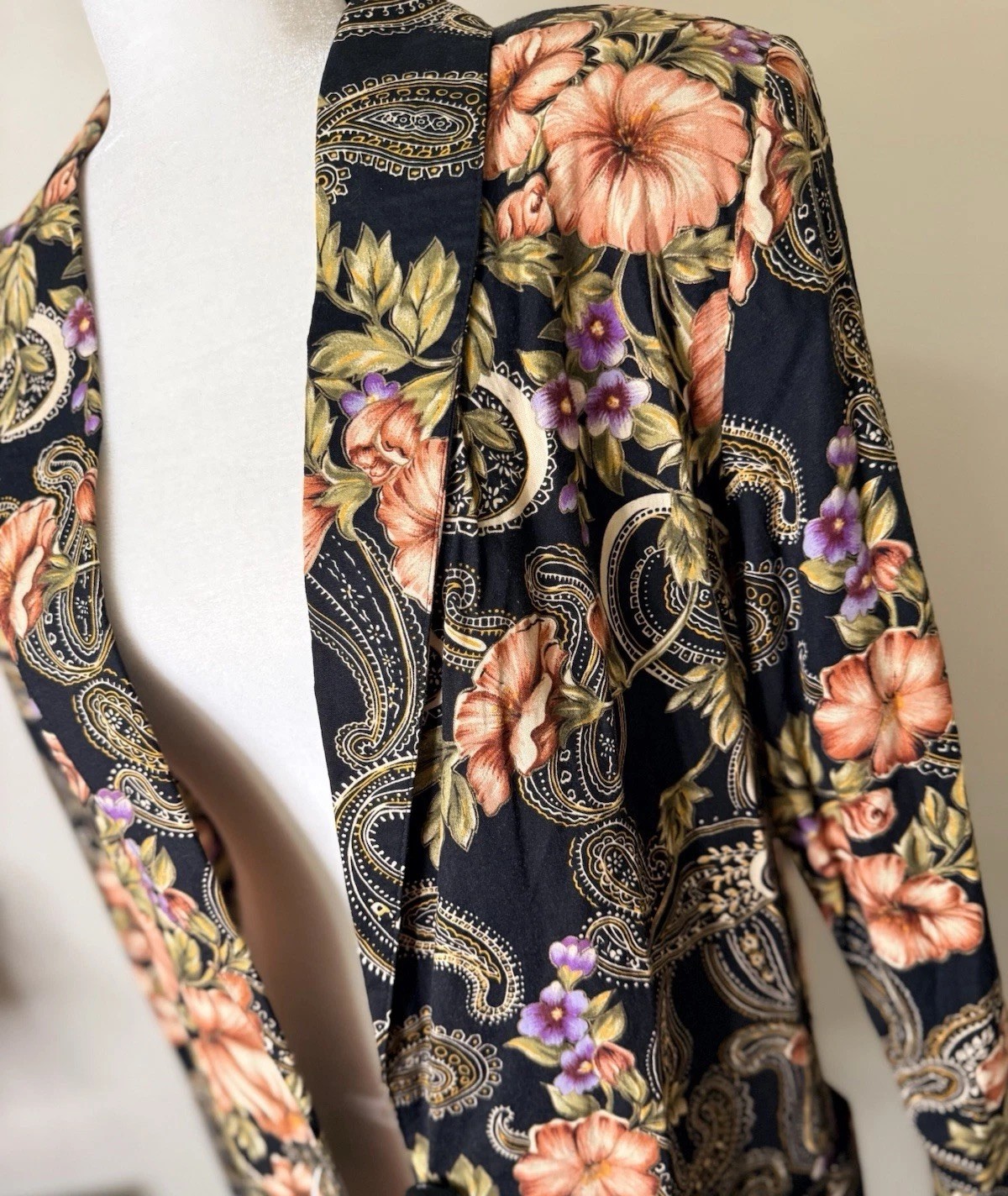 VTG 80s Floral Paisley Kensington Square Blazer MED Dark Academia Grunge Goth