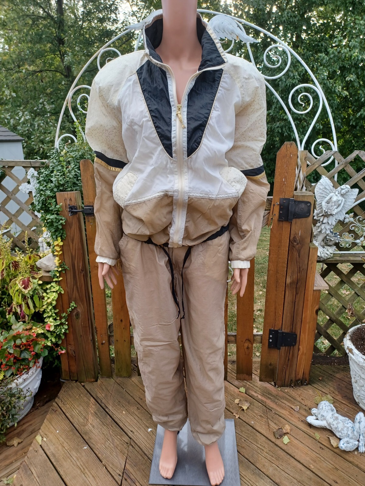 Vintage 1980s 1990s Y2K East West 2-Piece Nylon Tracksuit Warm Up Lounge Set L