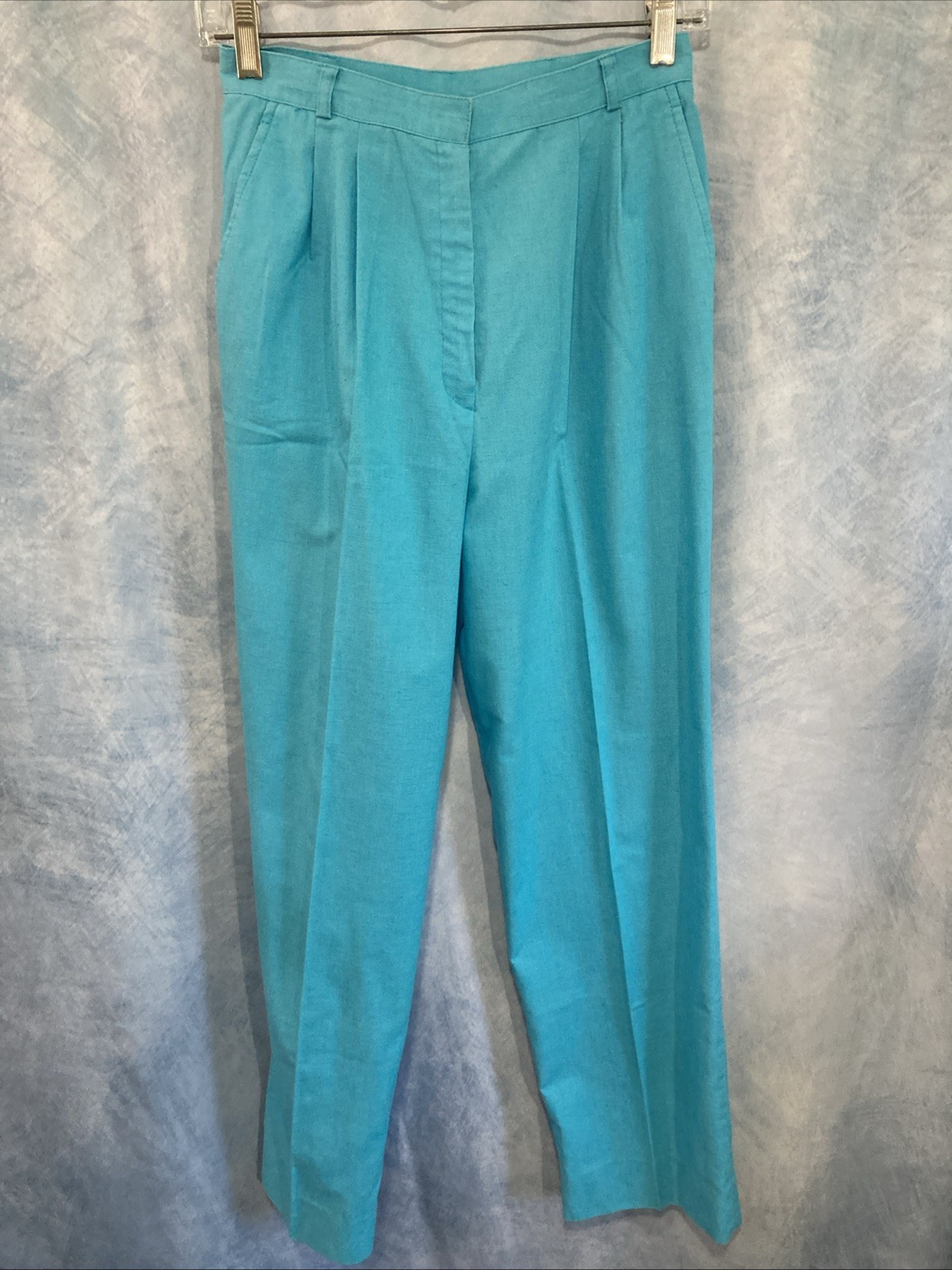 Vintage 80s 90s The Villager Blue Teal Aqua Pleated High Waisted Pants 10 ILGWU