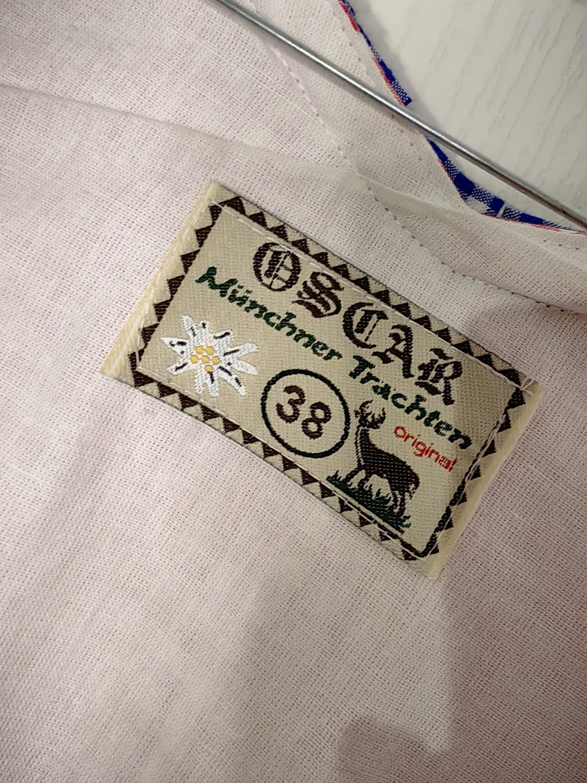 OSCAR Munchner Bavaria Trachten Authentic German Dress38 Cotton Zipper Plaid Tag