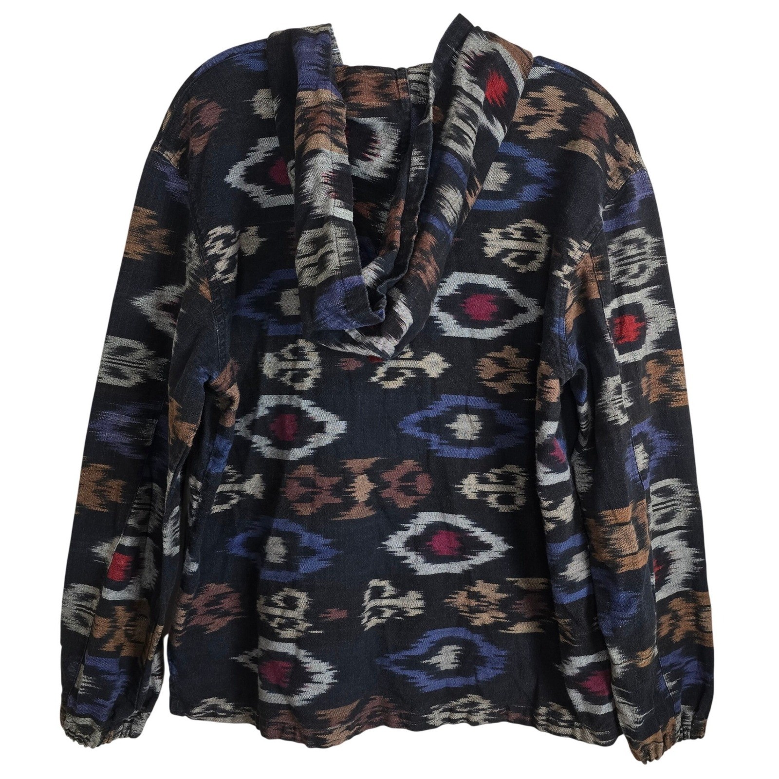 Vintage Chico’s Design Ikat Hooded Jacket Woven Tapestry Southwestern Size 1 M
