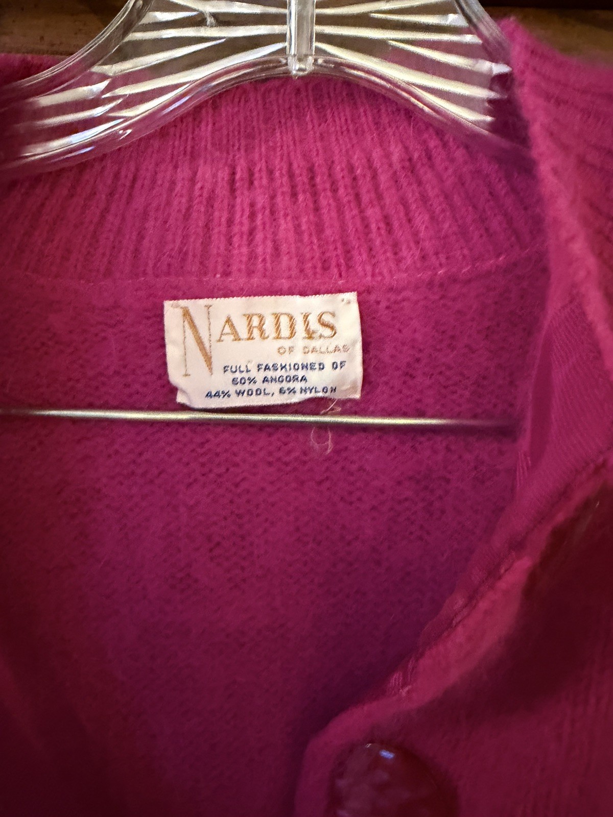 VTG Nardis of Dallas 1960’s Pink Cardigan Angora, wool and Nylon