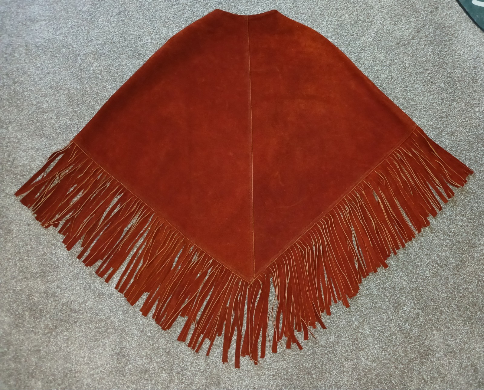 Real 1960’s Fringed Hippie Poncho Real Leather Vest! Great Halloween Costume!