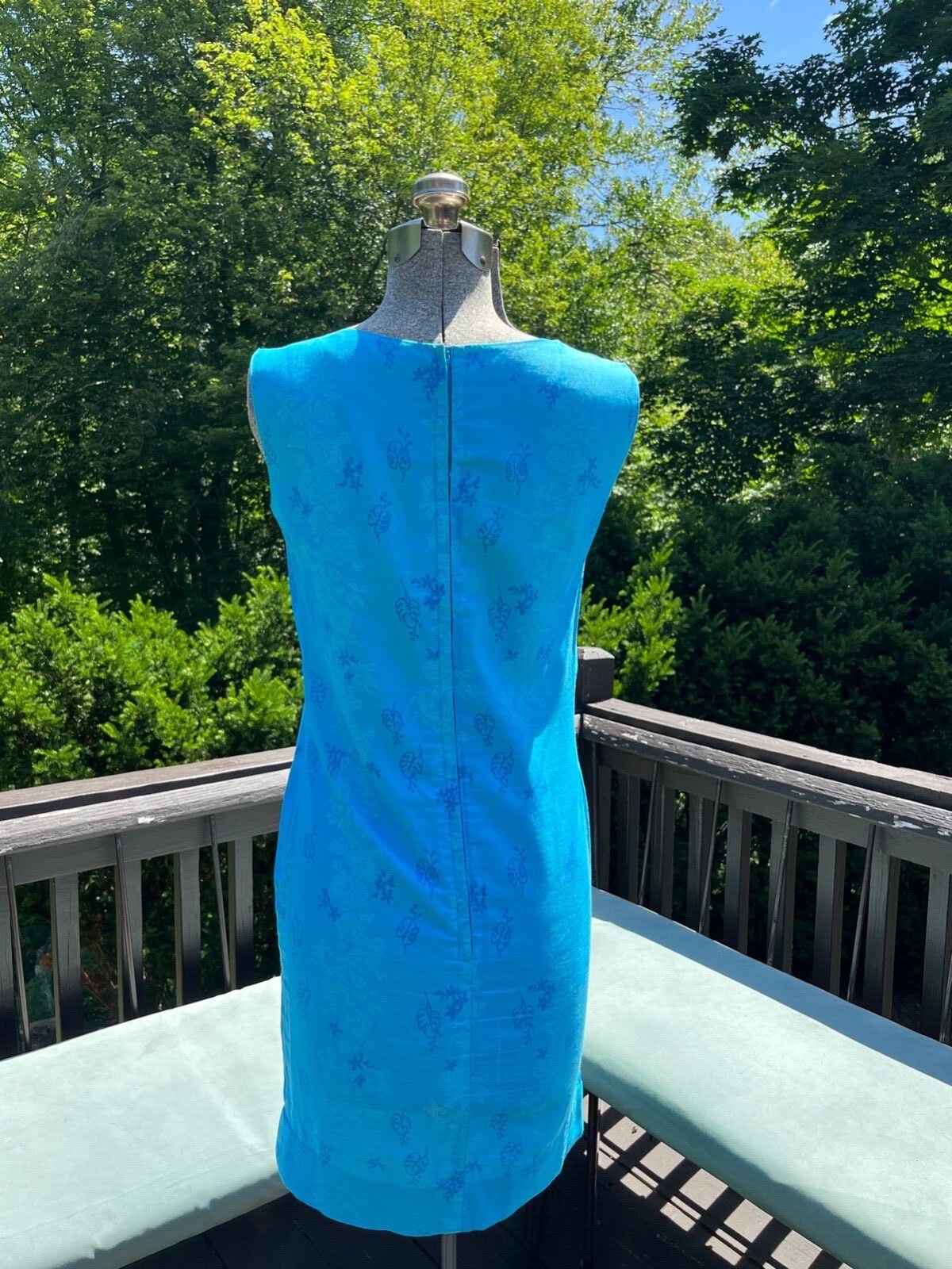 Vintage 1960’s MOD Royal Hawaiian Turquoise Blue Silk Cotton Mini Dress US 4-6 S
