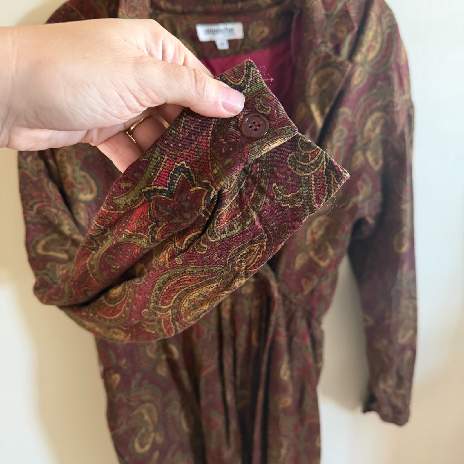 Depeche Mode Dress Approx Size 10 Drop Waist Red Paisley Gold Lagen 1990s Career