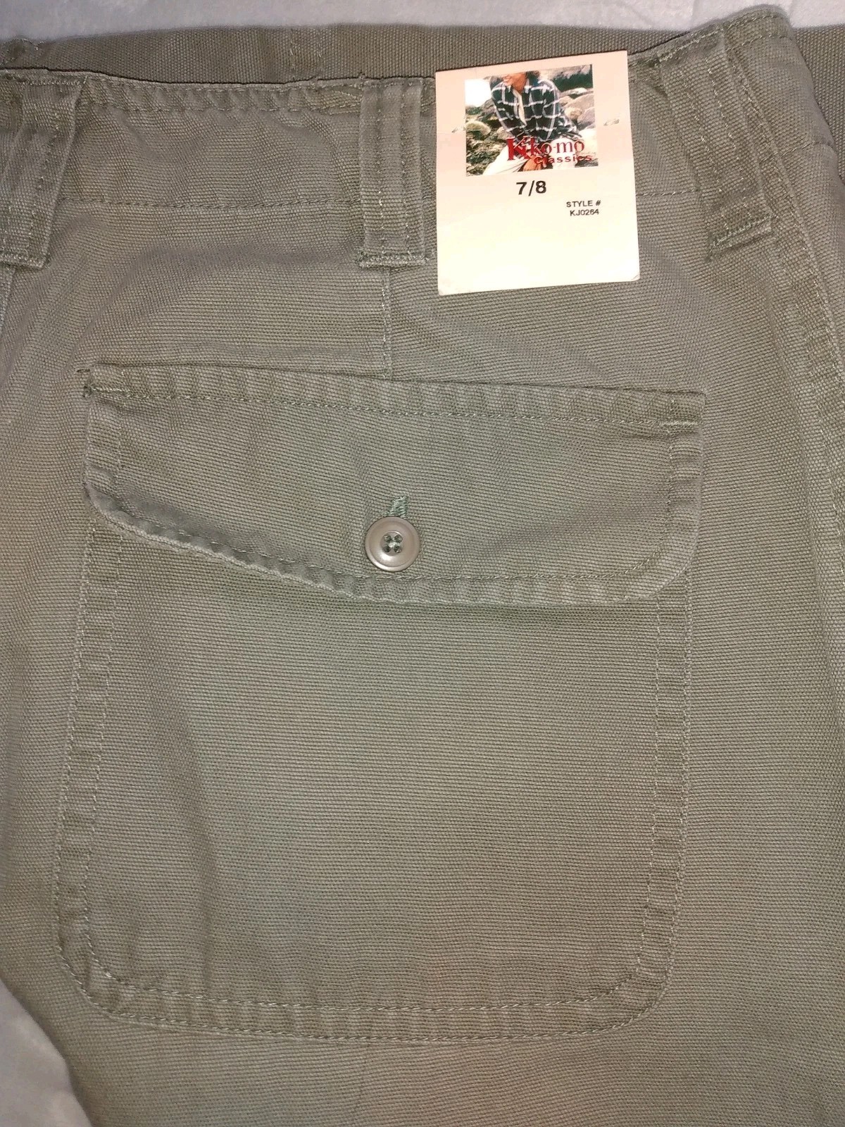 NOS KIKO-MO Classics Women’s 7/8 Olive Utility Denim Pants/Jeans 32×31. Flaw Y2K