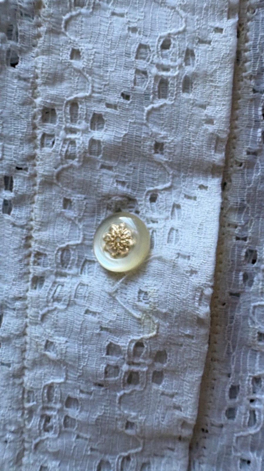VTG Victorian Cottage Core Duster Robe White Eyelet Prairie Revival Medium
