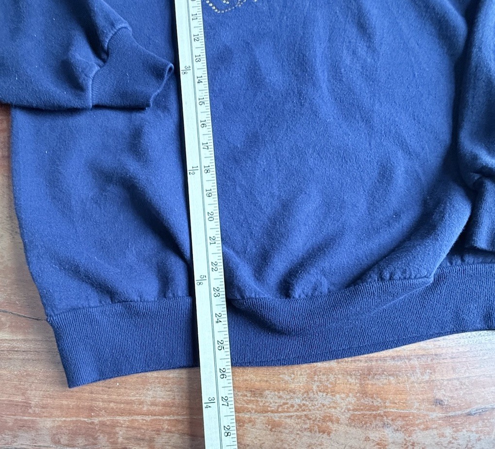 Vintage Navy Blue Appliqué Gems Horse Jerzees Large Crewneck Sweatshirt 90’s