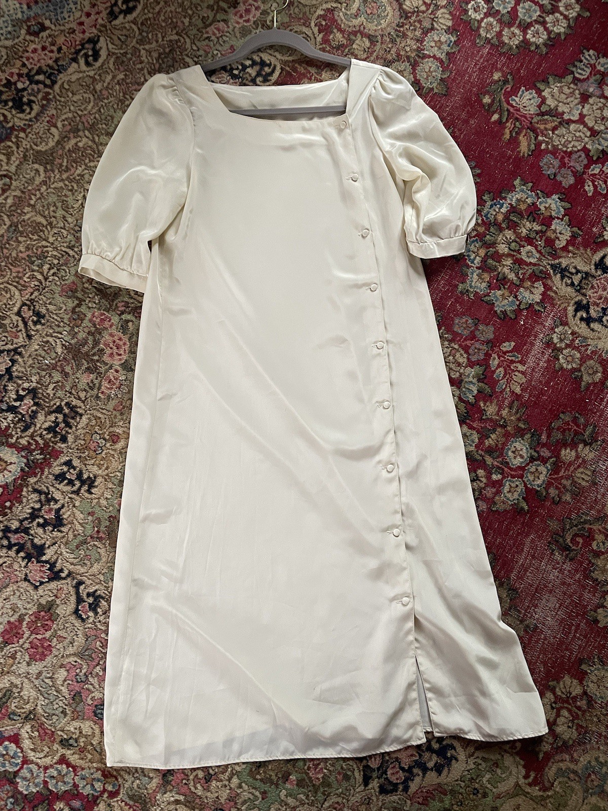 Vintage ‘80s ‘90s Eloquence Paul Harris Ivory Silky Dress Minimalist Ladies M
