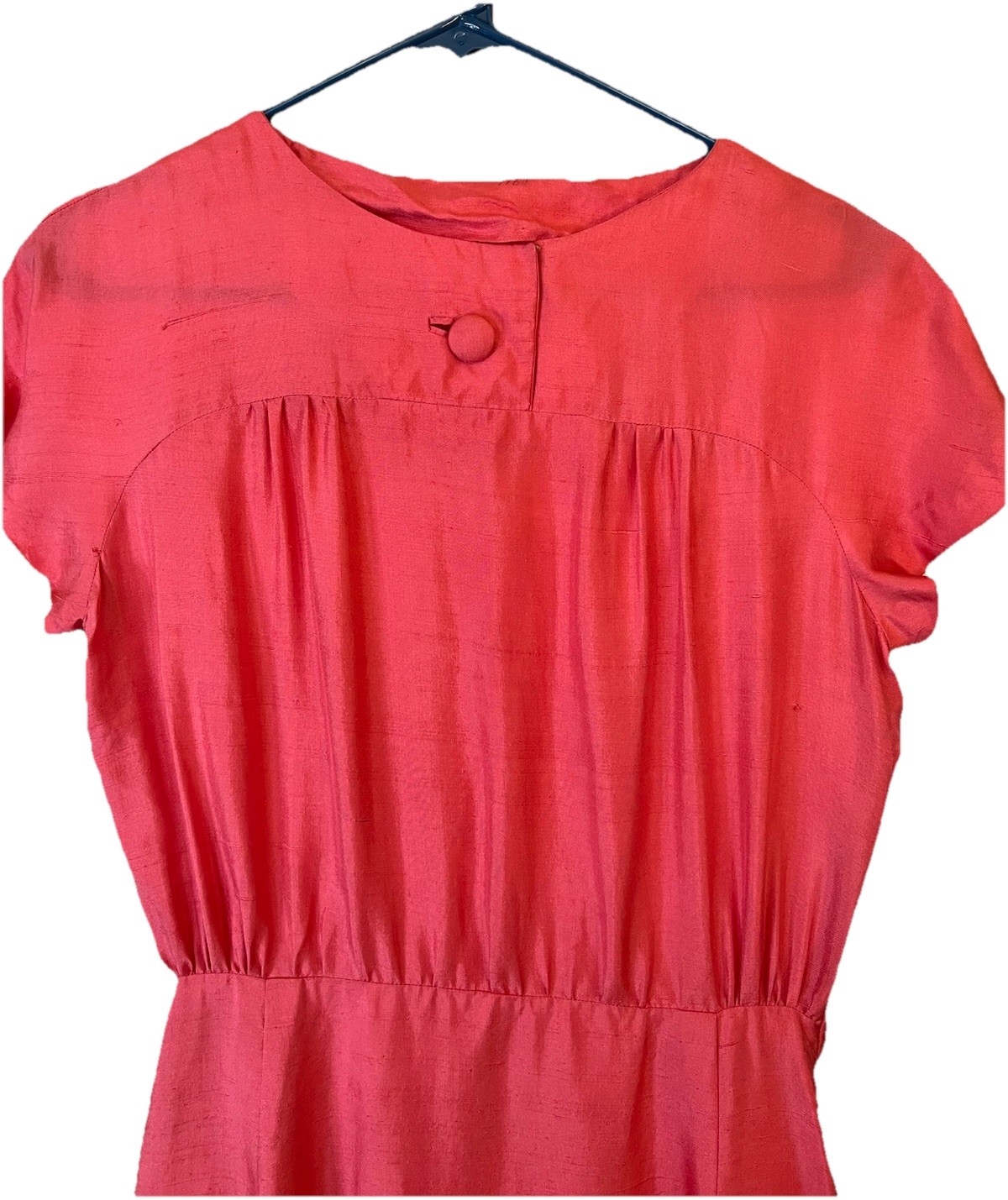 Homemade Vtg 1960 Silk Dupioni Pink Retro Style Fitted Dress W/pencil Skirt 6