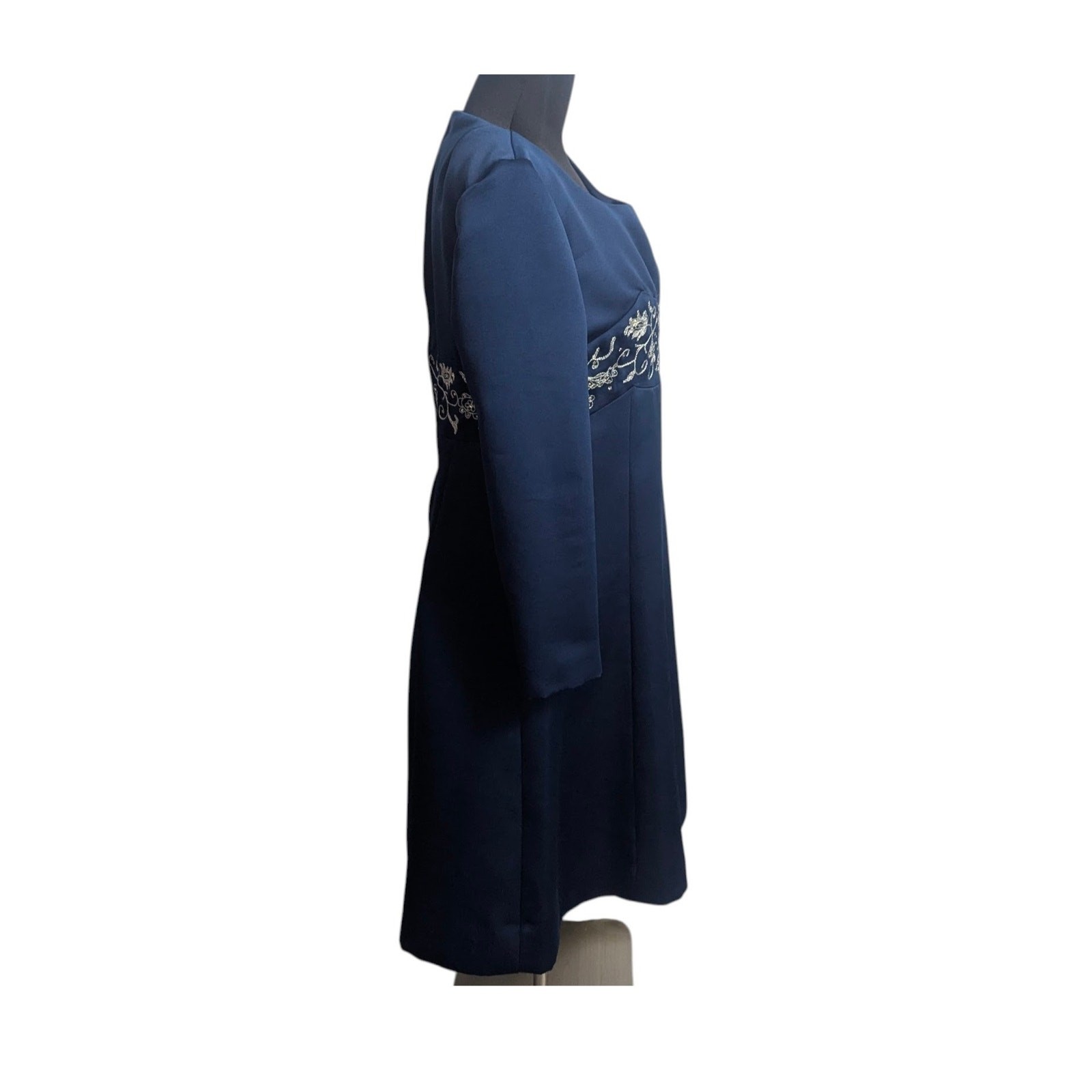50s 60s House of Branell Navy Rhinestone Party Dress Fits 6 8 vintage glam R1