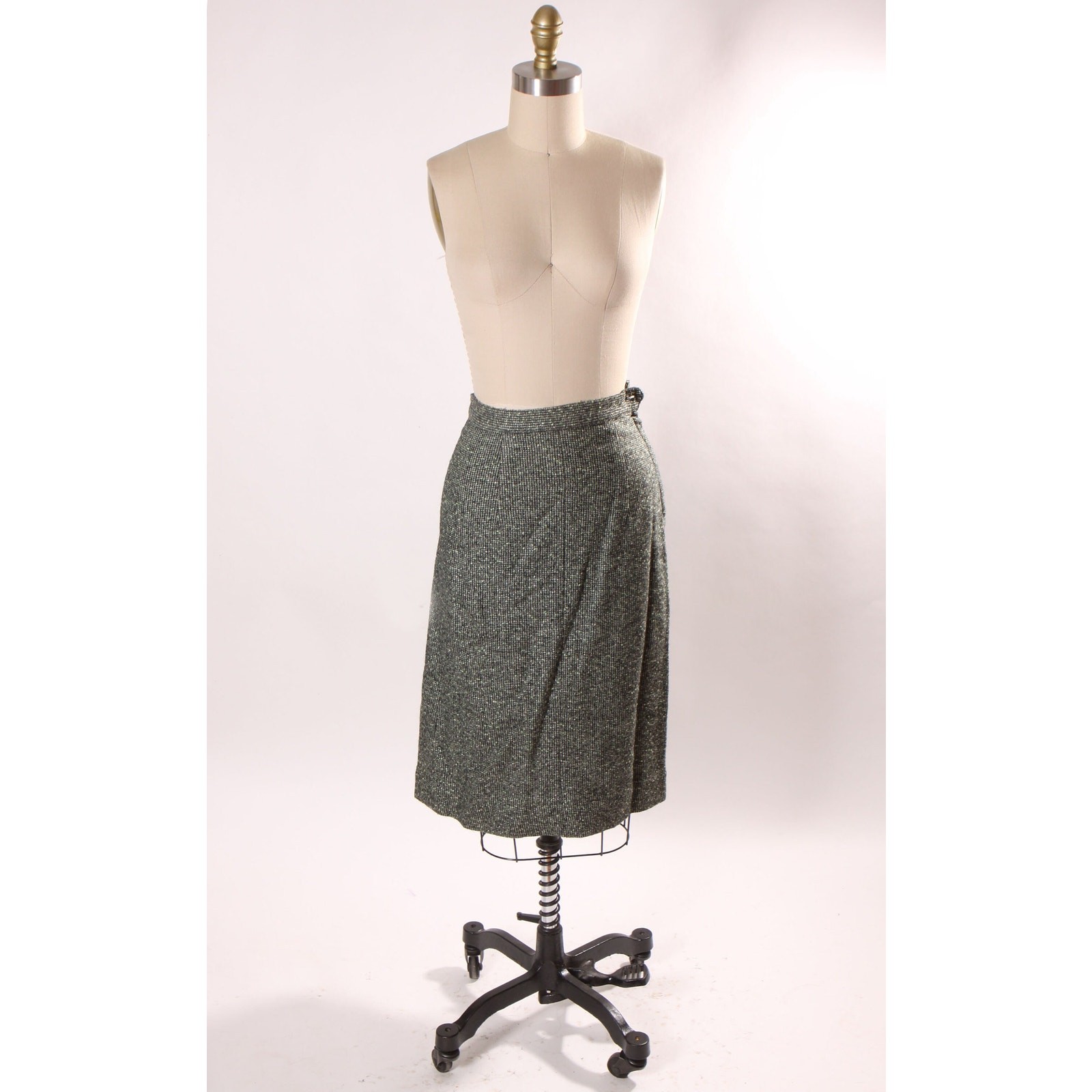 1940s Gray Green White Jacket with Matching Skirt Two Piece Suit by Winston