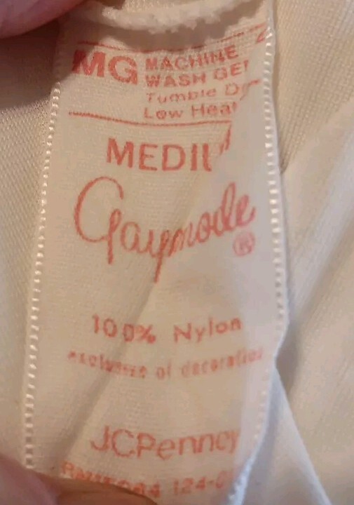 Vtg Gaymode JCPenney Maxi Half Slip Womens M White Long Lace Slit Elastic Waist