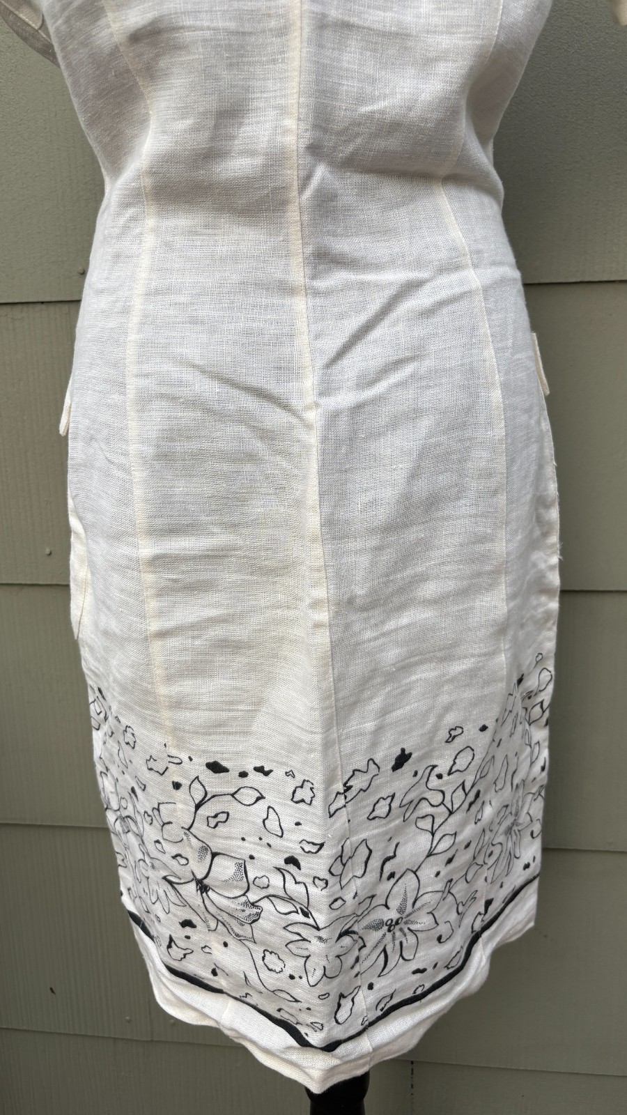 vintage ALMA 70s 80s Italian Linen Floral Summer Career Cocktail Wiggle Dress