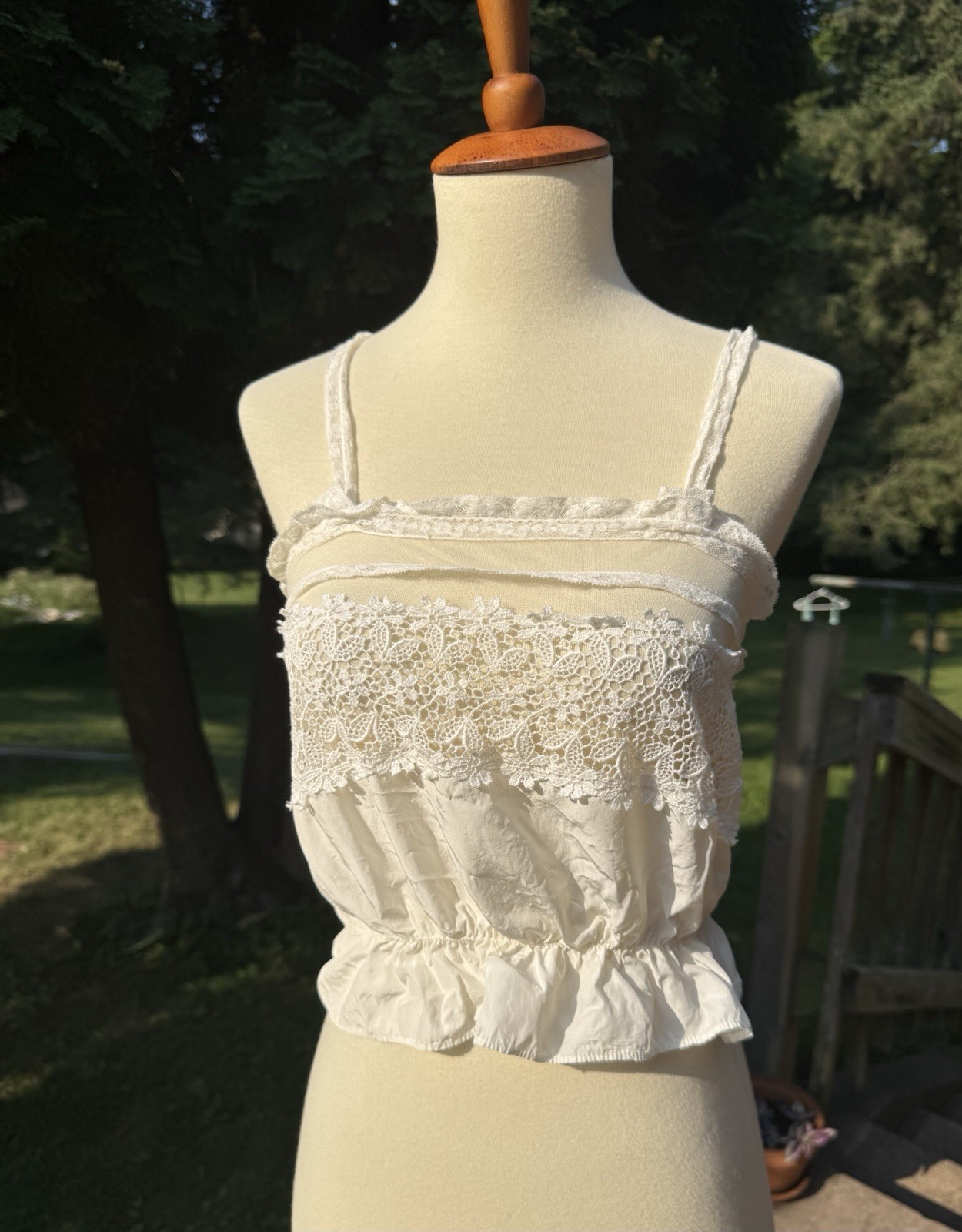 Vintage 50s 60s Rayon Camisole Tank Top Blouse Fairy Cottage Core