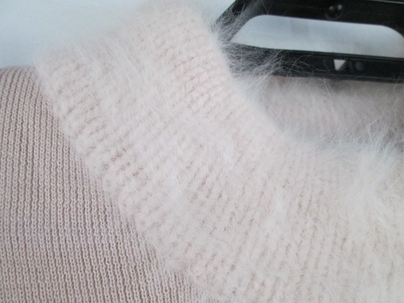 VTG Apart Sweater Dress Pink Women Sz M Merino Wool Angora Rabbit Fur Trim
