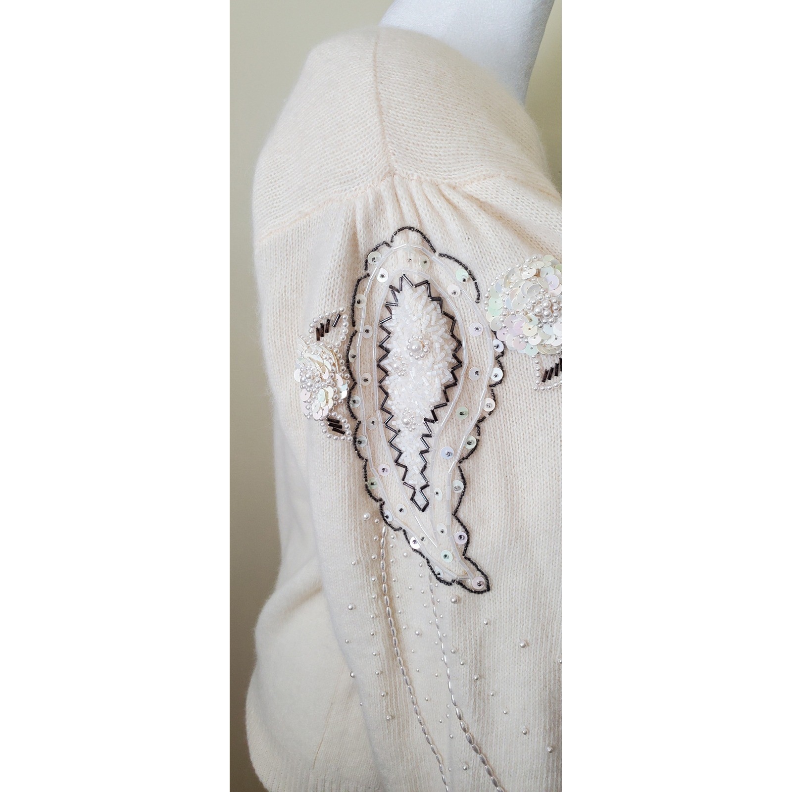 Vintage Marisa Christina Beaded Sequined Sweater Medium Angora Lambswool Y2K