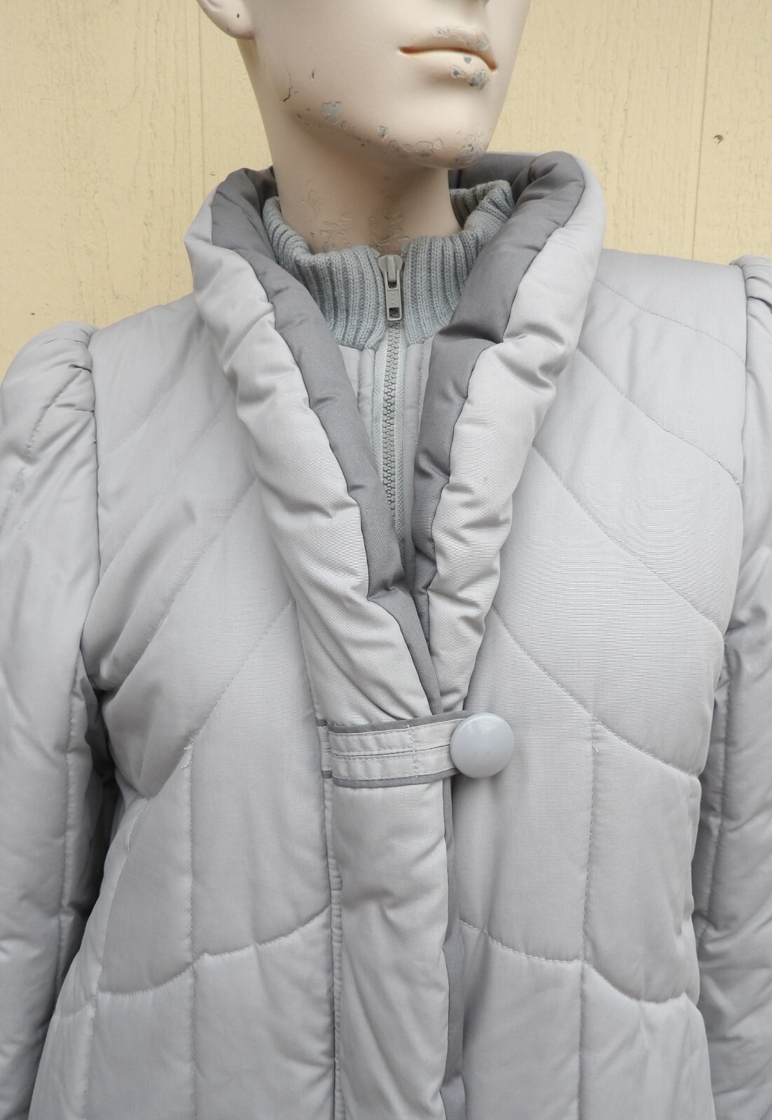 Vintage J Gallery Puffer Long Gray Warm Winter Coat Size Large