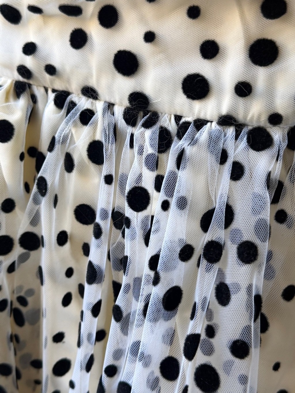 Vintage Nancy Bracoloni Polka Dot tulle strapless Bubble Skirt Dress