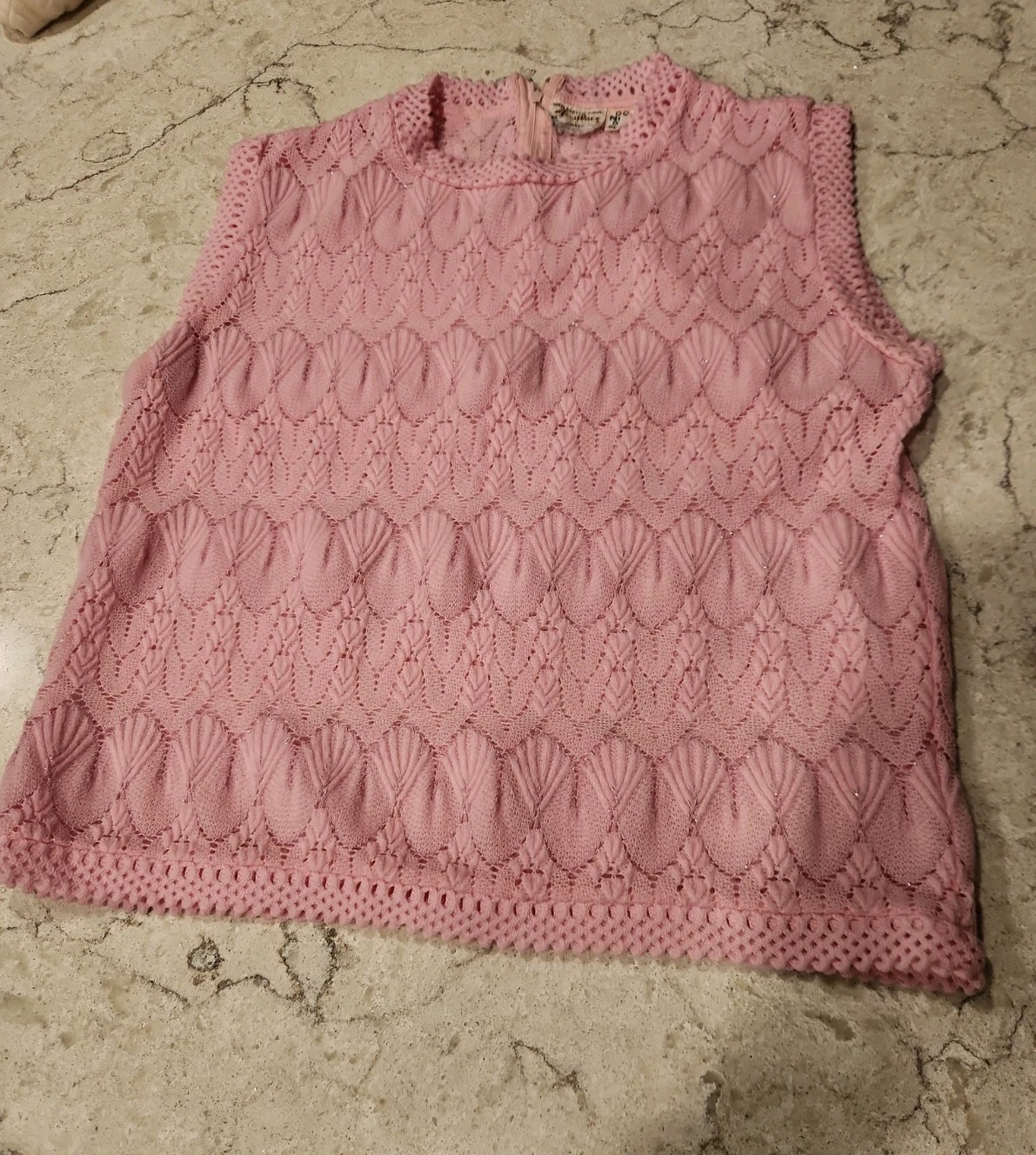 Acrylace Women’s Vintage Pink Crocheted Vest
