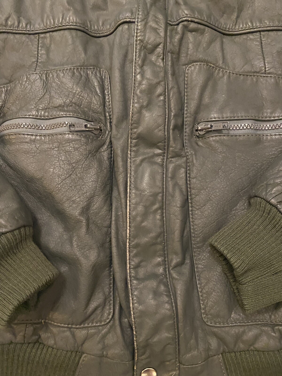 Vintage Porsha by Winer Green Leather Varsity Zip Jacket Womens/Mens Size 40 SM