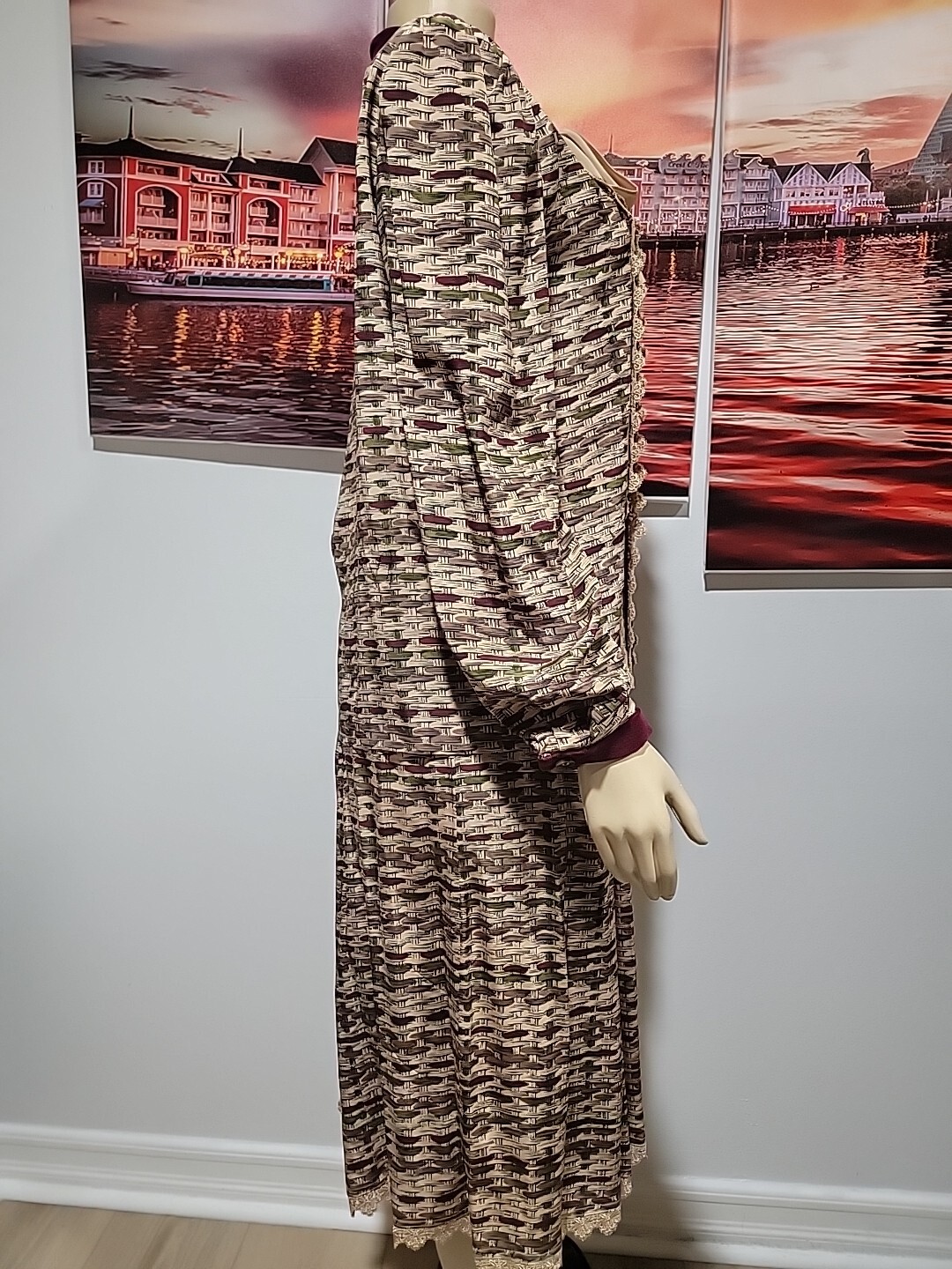 OSCAR DE LA RENTA, MISS D Vintage 2PC Blouse & Skirt 12 Lace & Velvet Trim #11