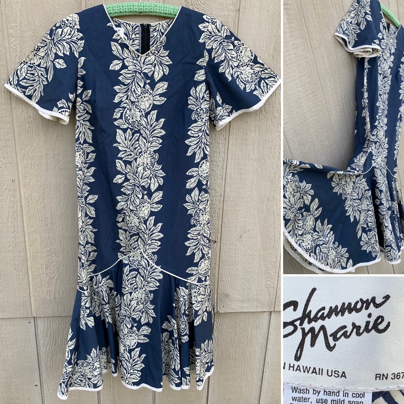 Shannon Marie Vintage Hawaiian dress mermaid Hawaii Aloha Tiki Talon zip size S